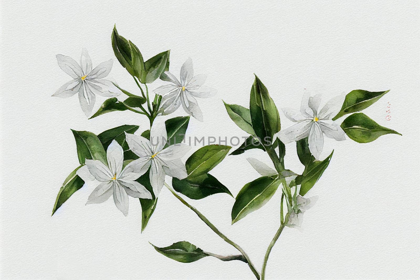 Jasminum officinale, common jasmine. Jasmine is a genus of shrubs and vines in the olive family (Oleaceae).