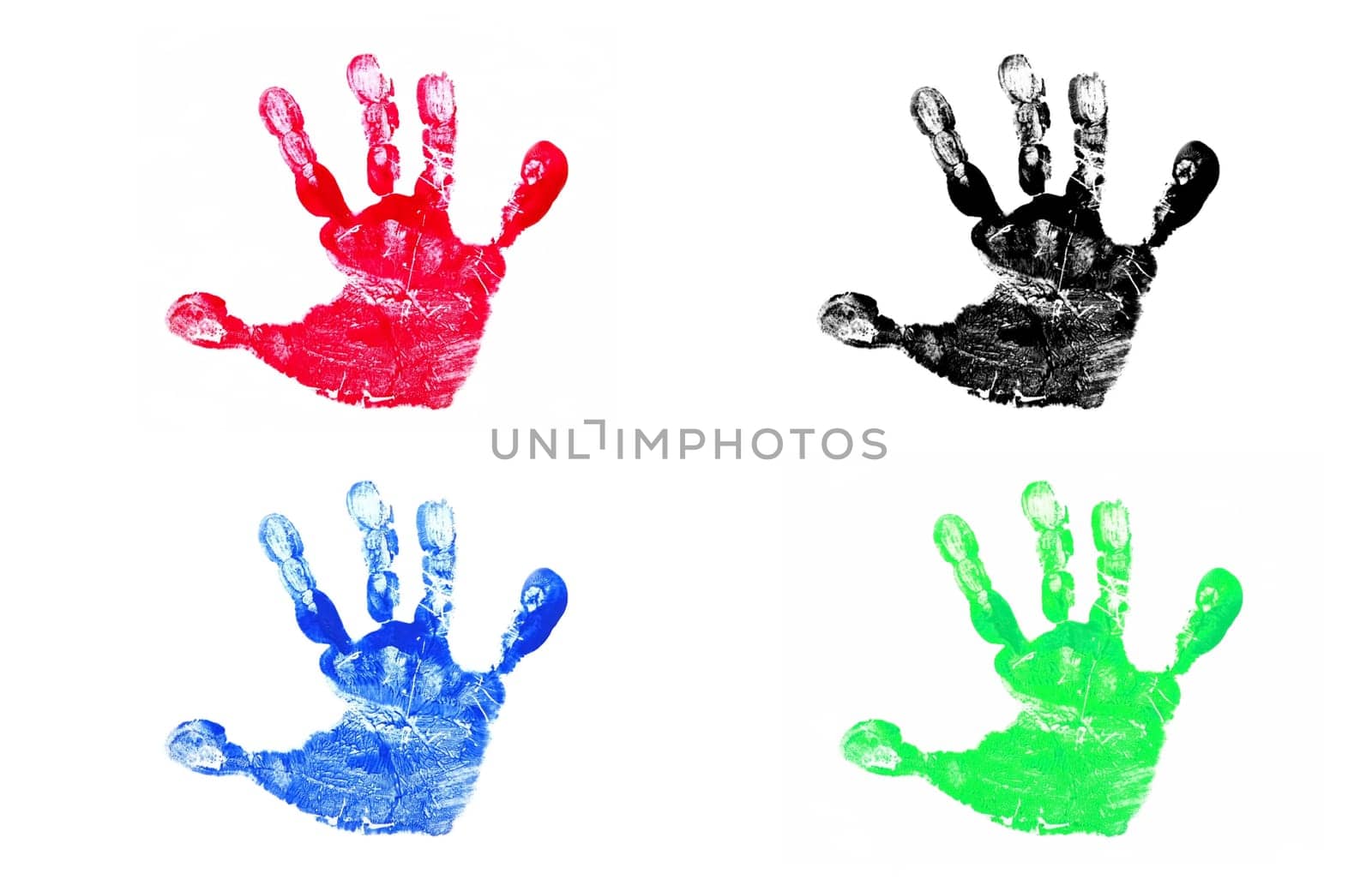 Four Colorful Children's Hand Prints