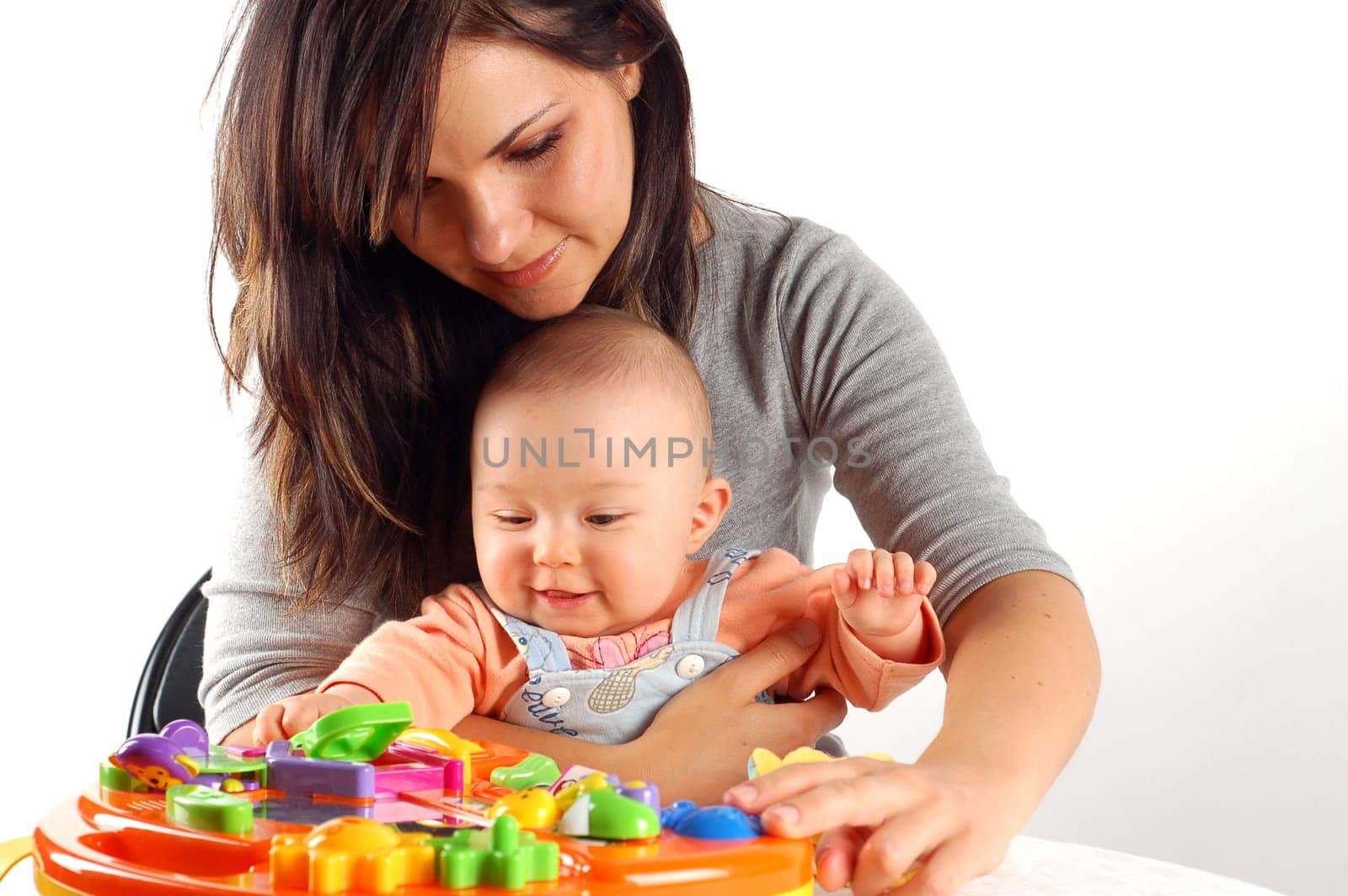 attractive brunette woman with baby girl