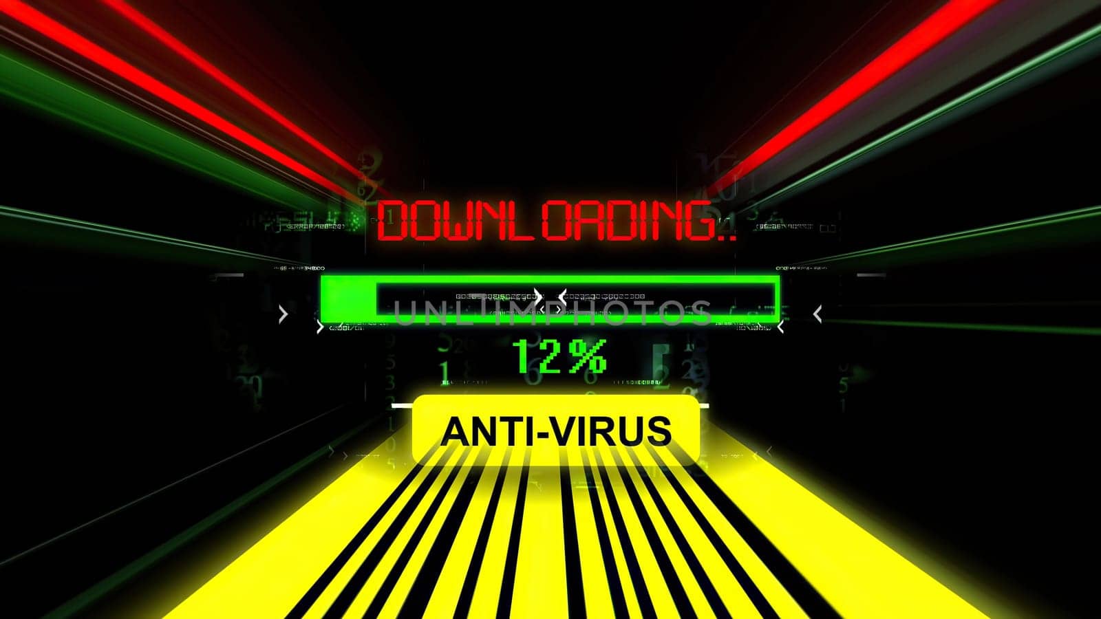 Downloading antivirus progress bar on the screen,Downloading antivirus progress bar on the screen