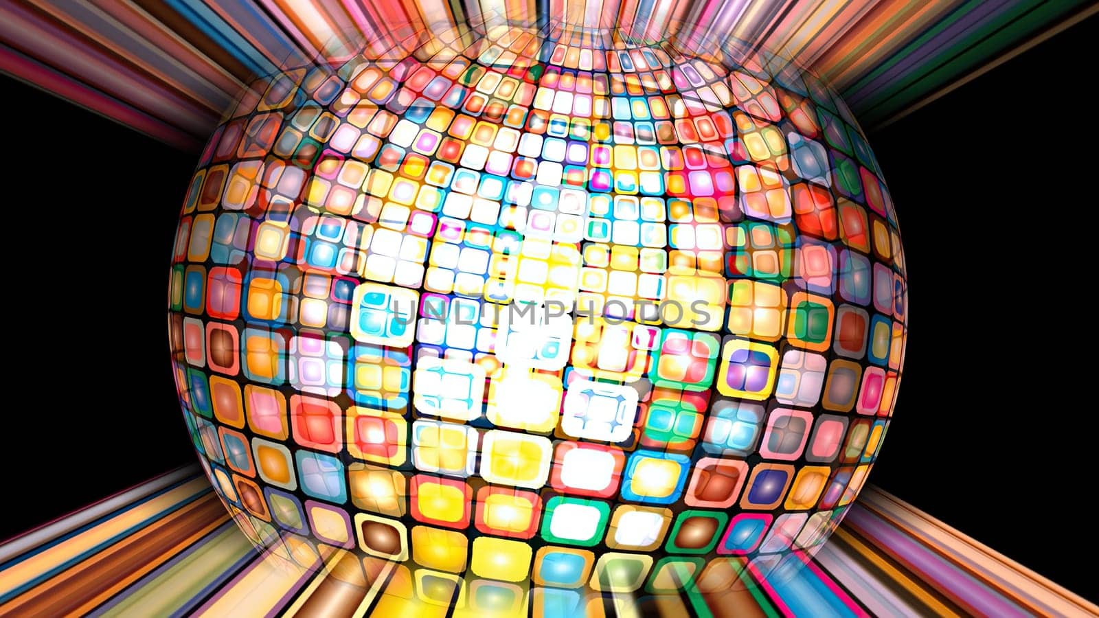 Colorful pixels on rotating sphere,Colorful pixels on rotating sphere