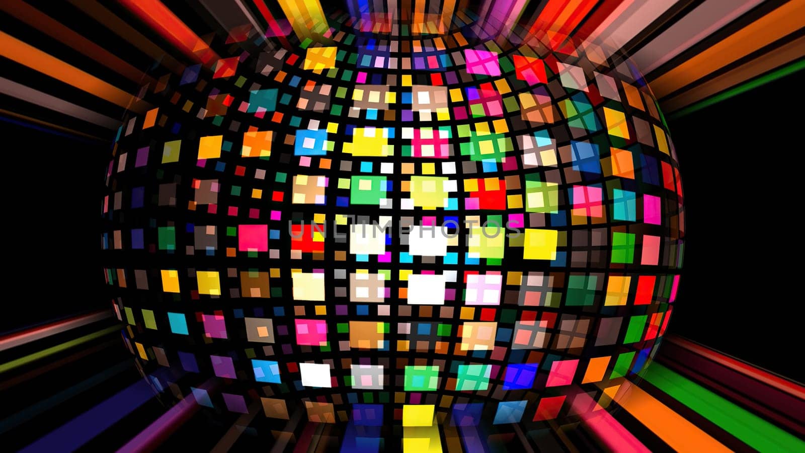 Colorful pixels on rotating sphere,Colorful pixels on rotating sphere