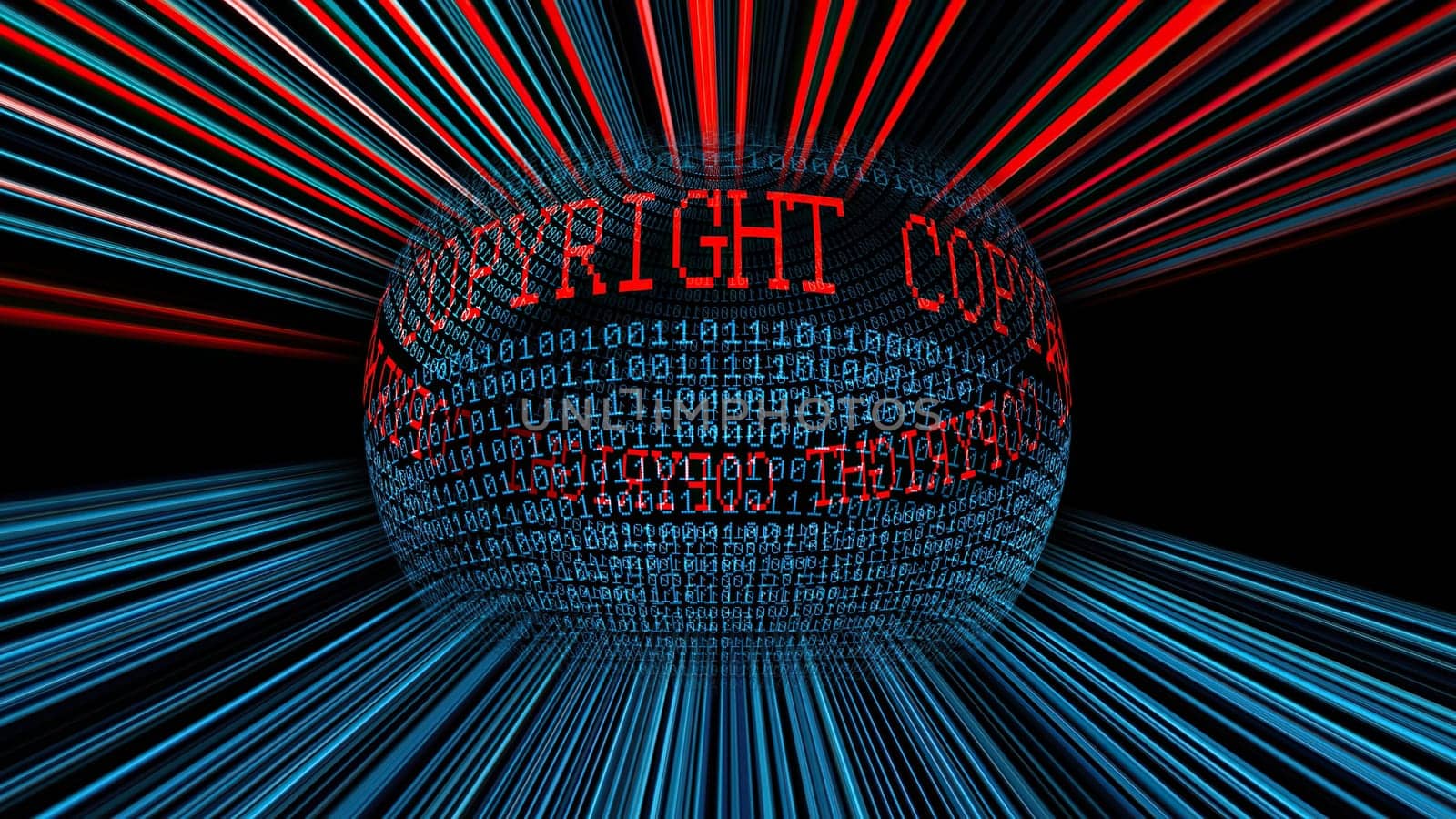 Copyright and binary data sphere concept,Copyright and binary data sphere concept