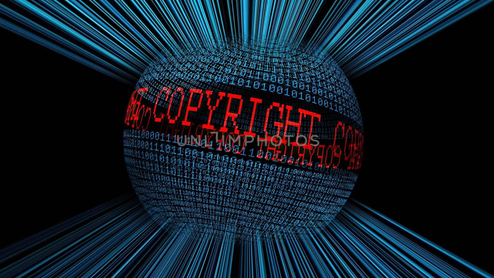 Copyright and binary data sphere concept,Copyright and binary data sphere concept