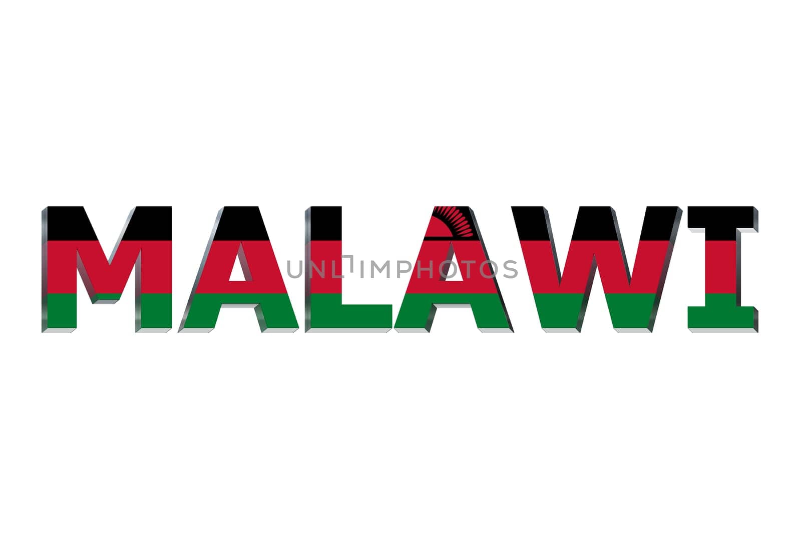 3D Flag of Malawi on a text background.