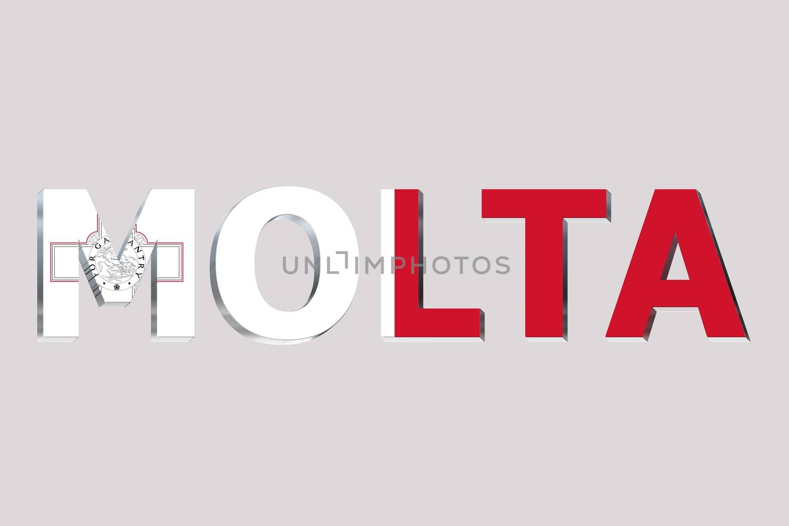 3D Flag of Malta on a text background.