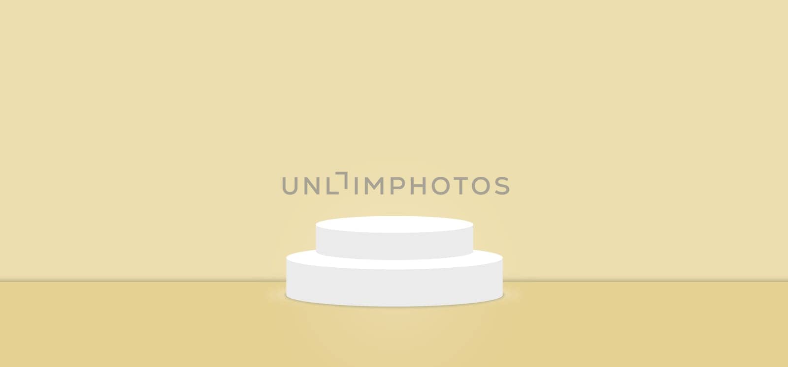 Vanilla Custard color abstract with stage podium display platform, modern studio, wall scene fashion, stage podium scene with for Award Ceremony and colorful presentation simple art spotlight summer banner. 3D rendering.