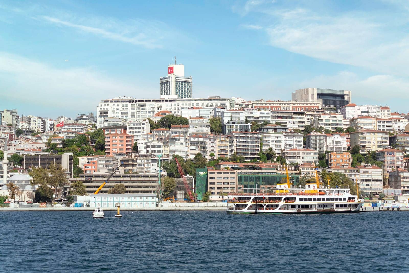 City view of Istanbul skyline, from the Bosporous strait, Istanbul, Turkey