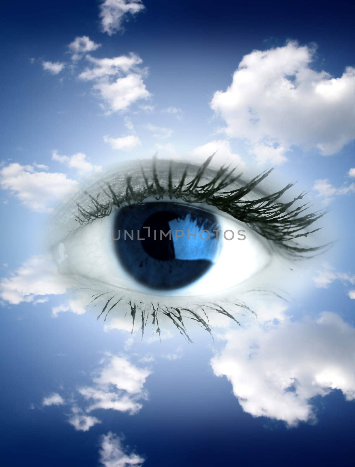 Beautiful big blue eye in sky