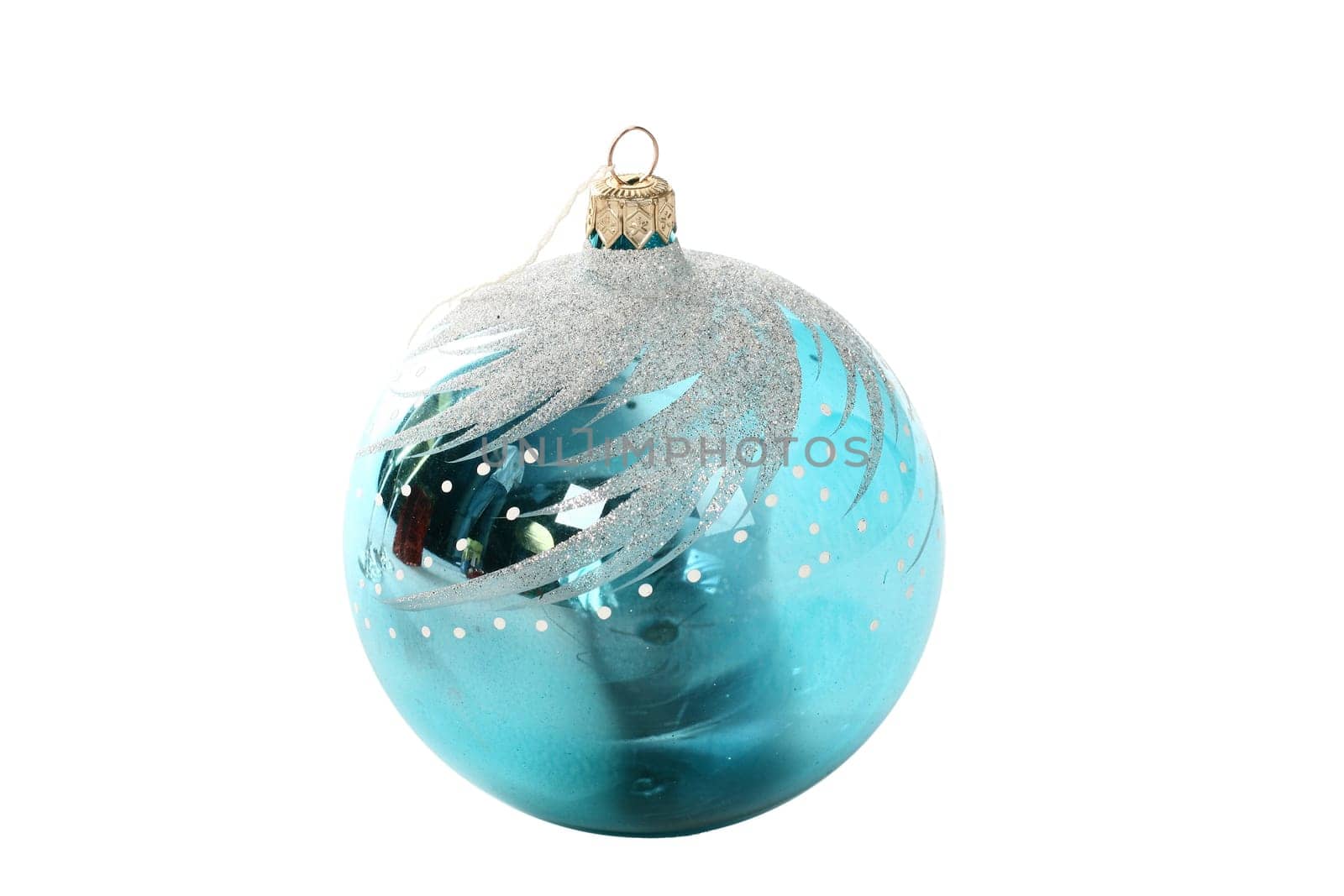 The beautiful gift  new year ball costs on white isolated new year ball
