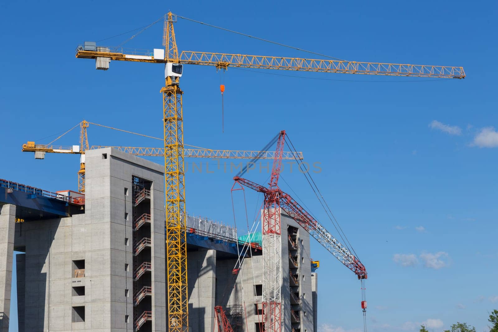 High cranes at the construction site for the ship lift in Niederfinow