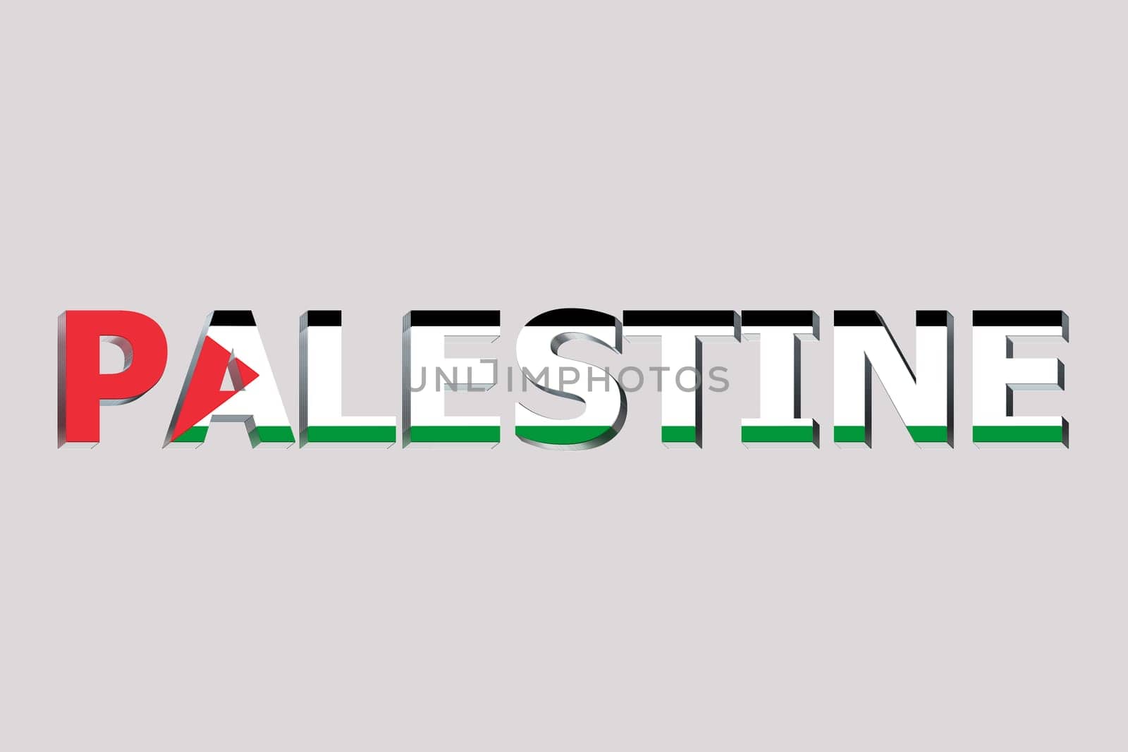 3D Flag of Palestine on a text background.