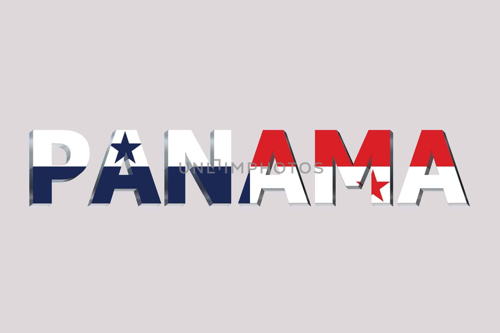 3D Flag of Panama on a text background.