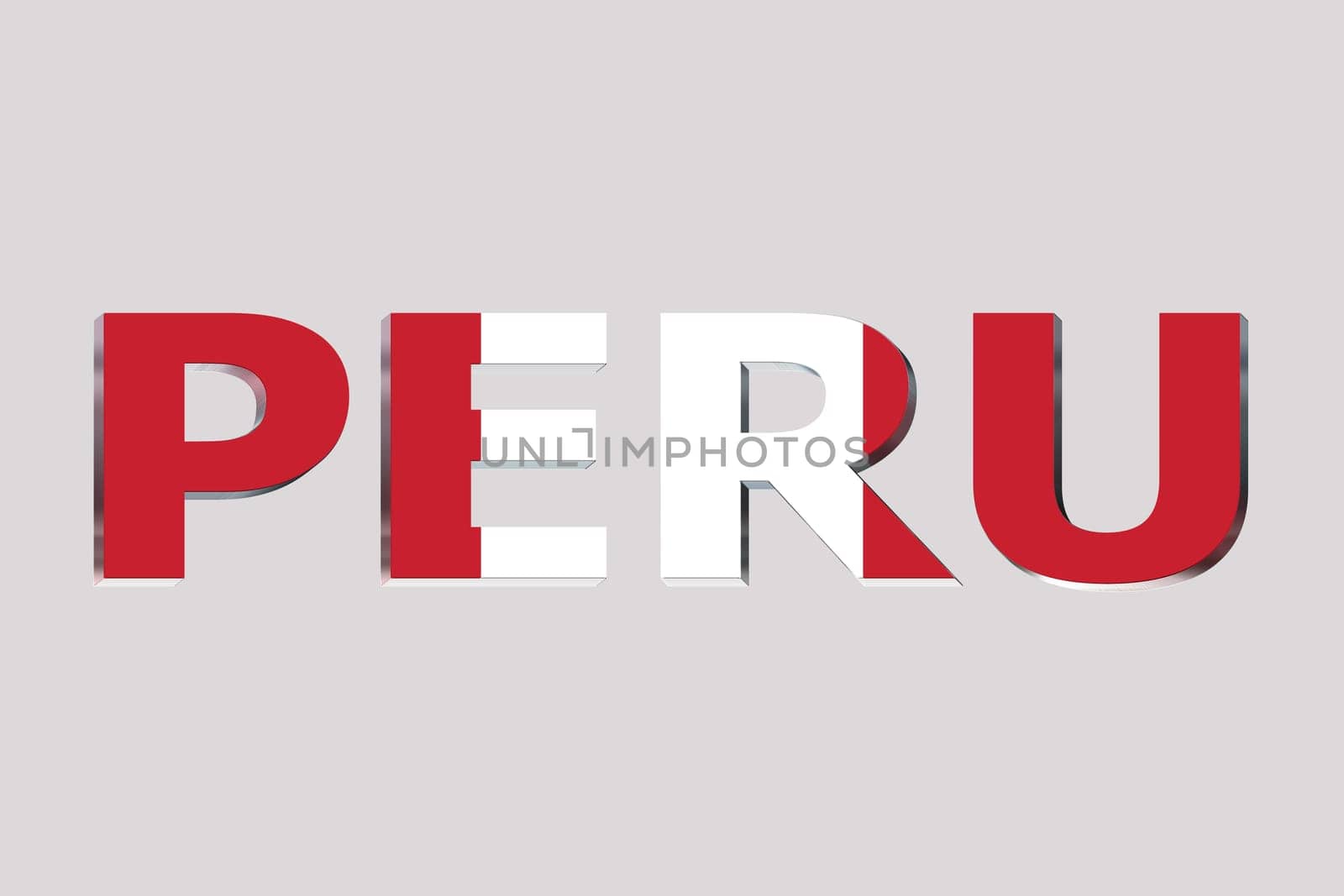 3D Flag of Peru on a text background.