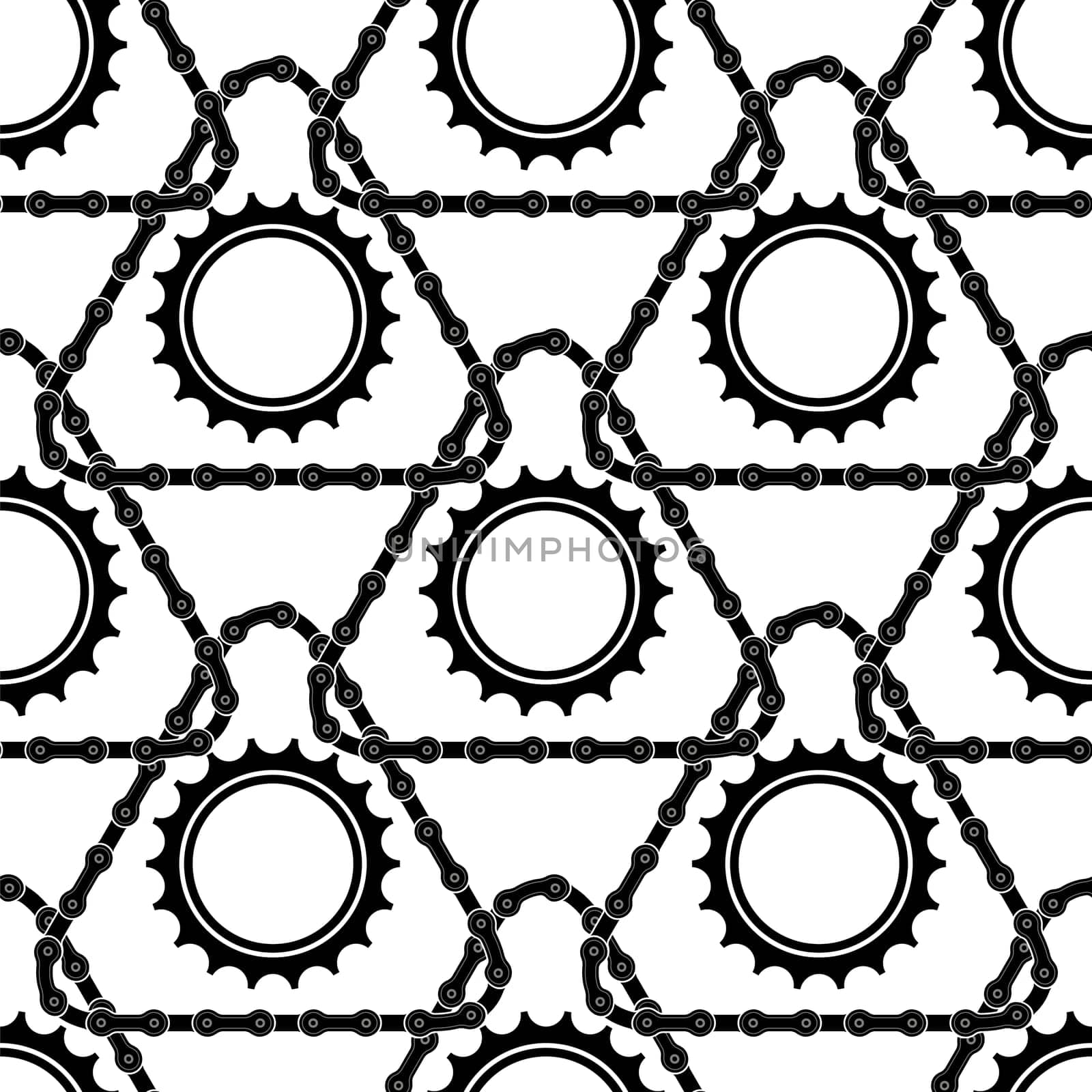 Different Bicycle Chain Frames Seamless Pattern Isolated on White Background.