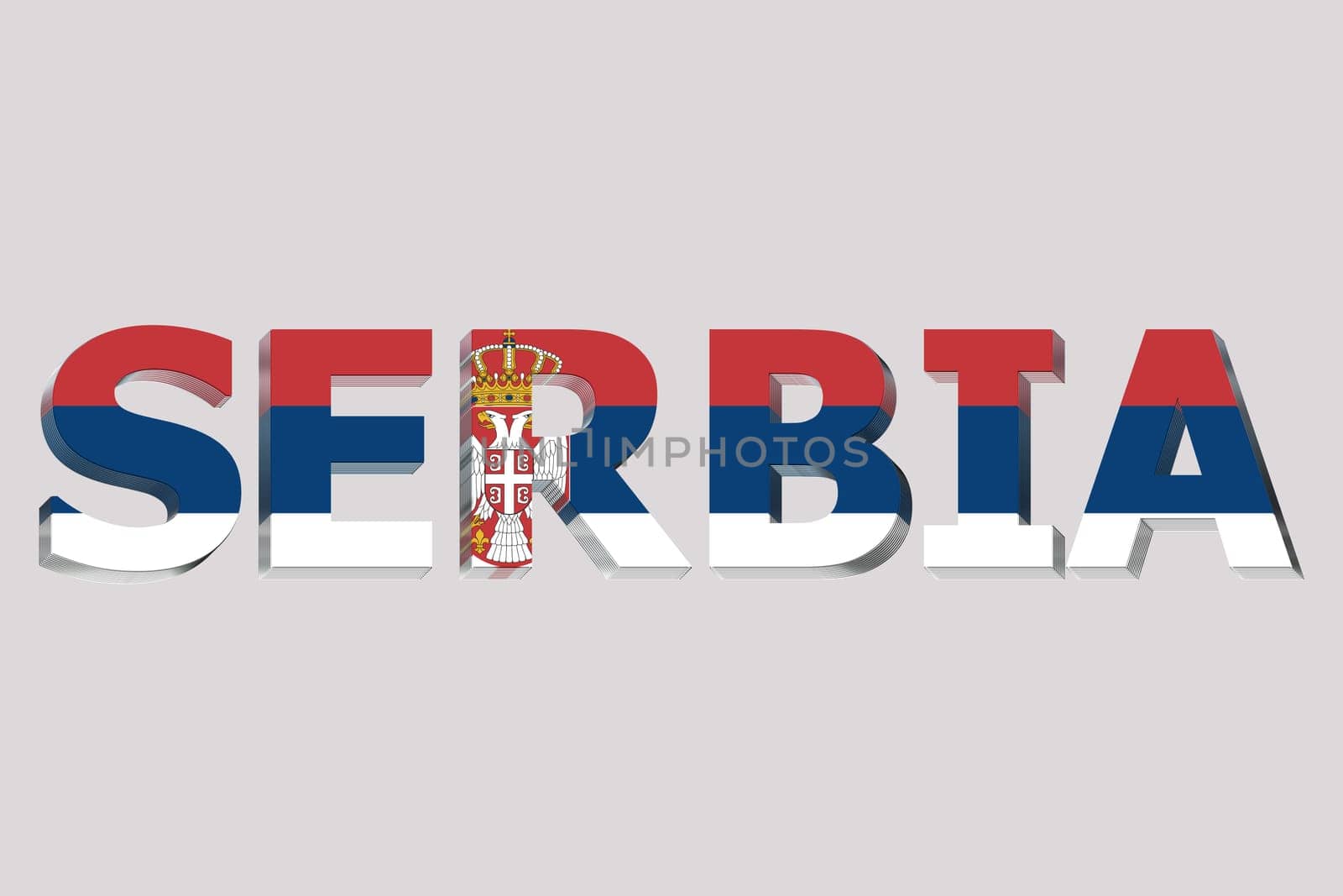 3D Flag of Serbia on a text background.