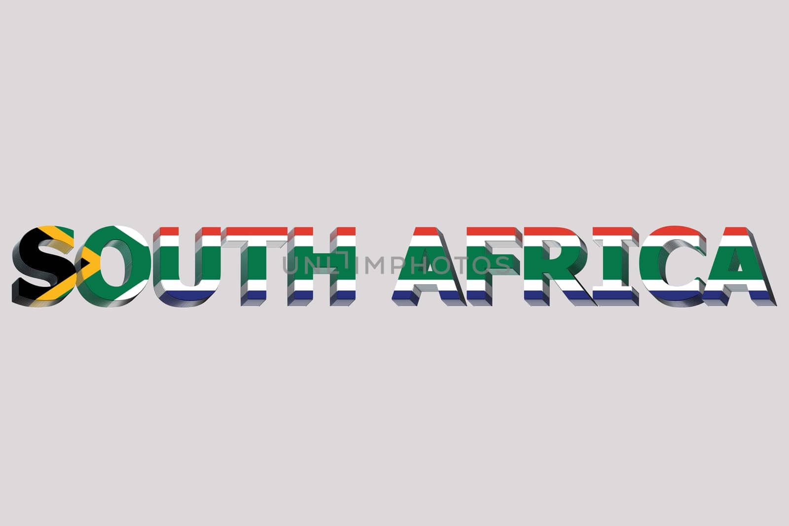 3D Flag of South Africa on a text background.