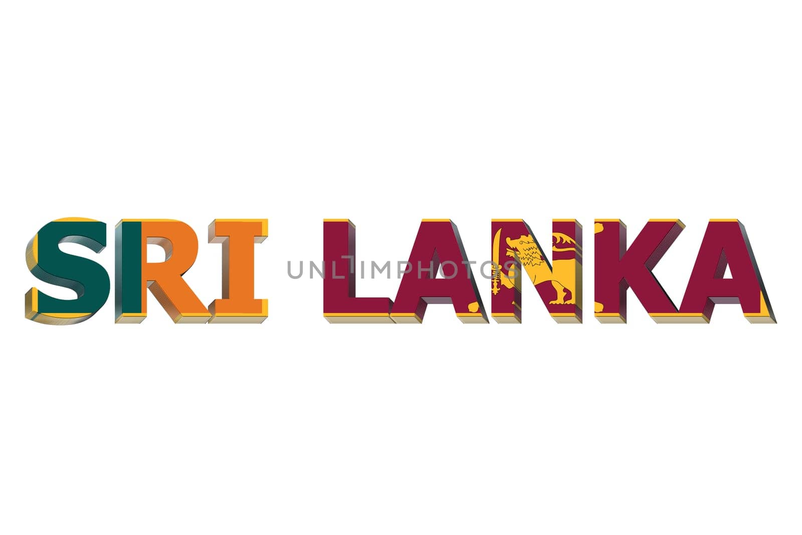 3D Flag of Sri Lanka on a text background.