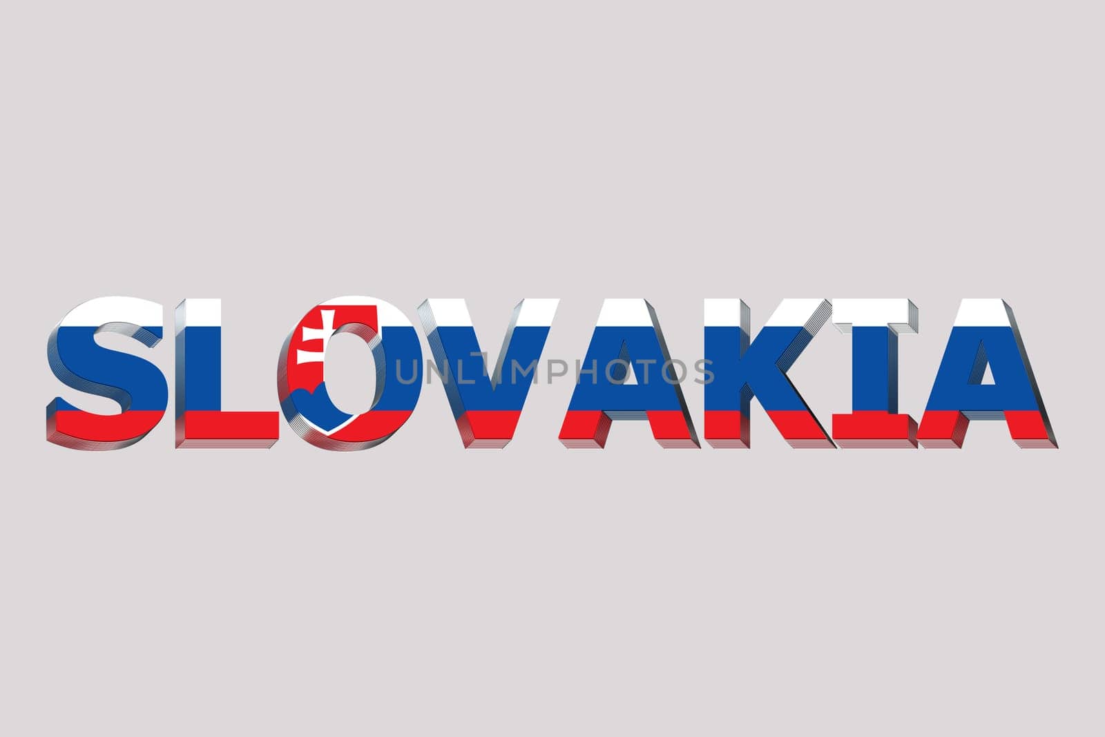 3D Flag of Slovakia on a text background.