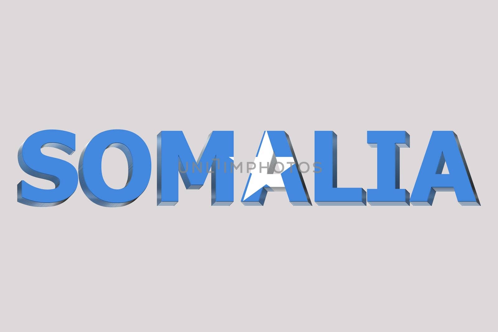 3D Flag of Somalia on a text background.