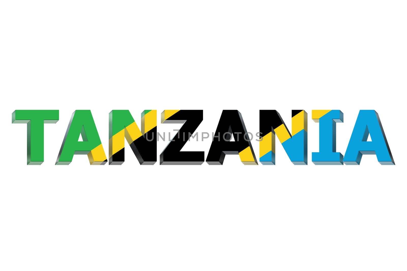 3D Flag of Tanzania on a text background.