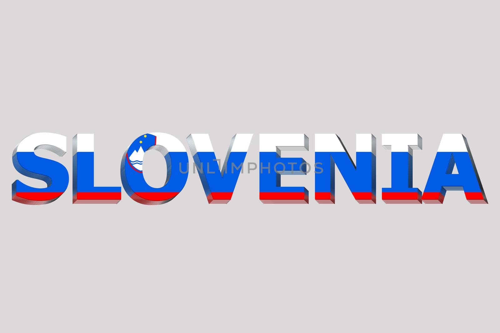 3D Flag of Slovenia on a text background.