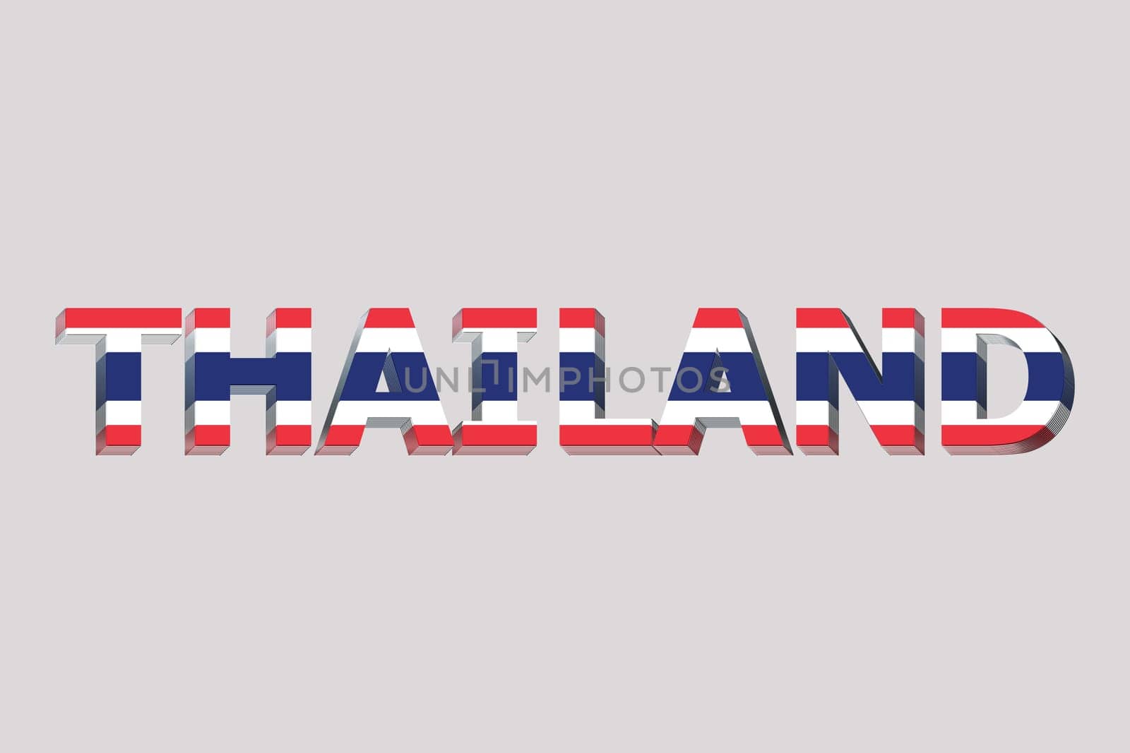 3D Flag of Thailand on a text background.