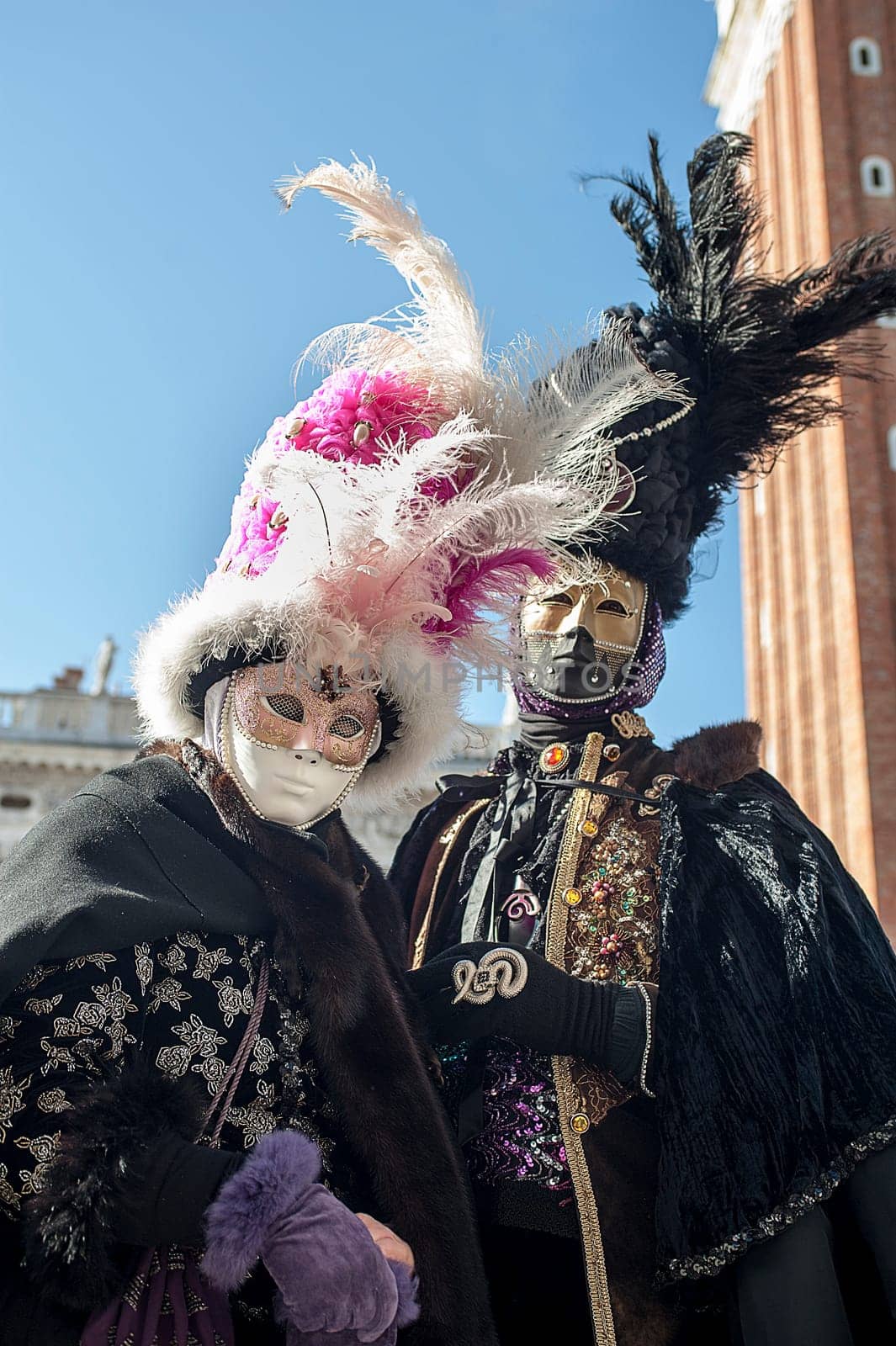 VENICE, ITALY - Febrary 23 2019: The masks of the Venice carnival 2019.
