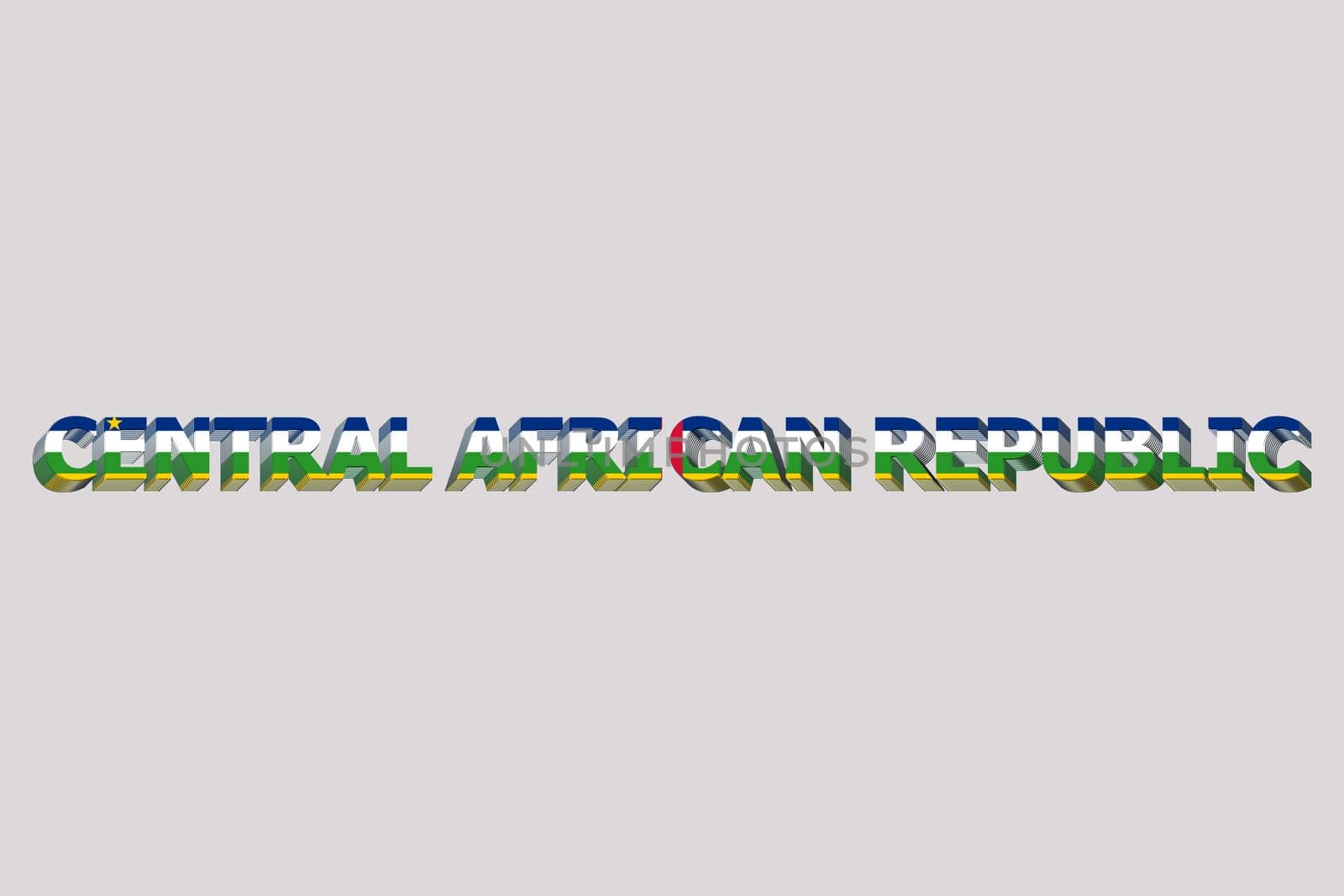 3D Flag of Central African Republic on a text background.