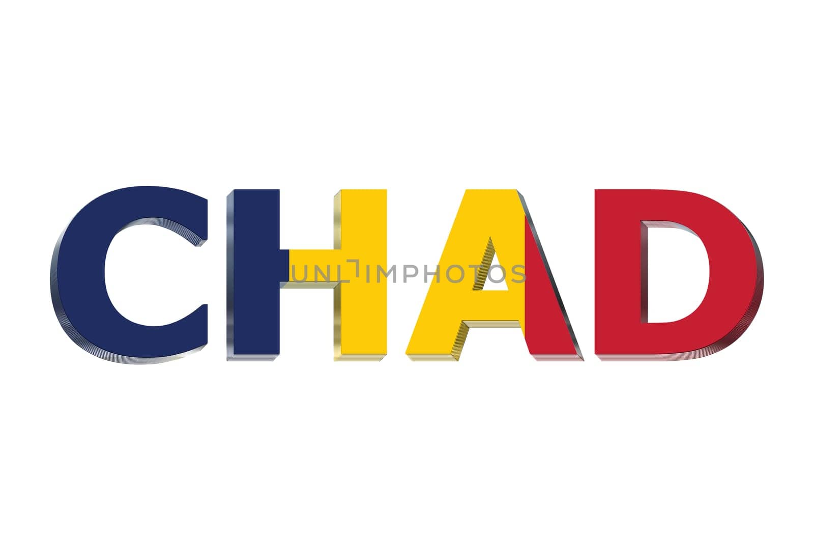 3D Flag of Chad on a text background.