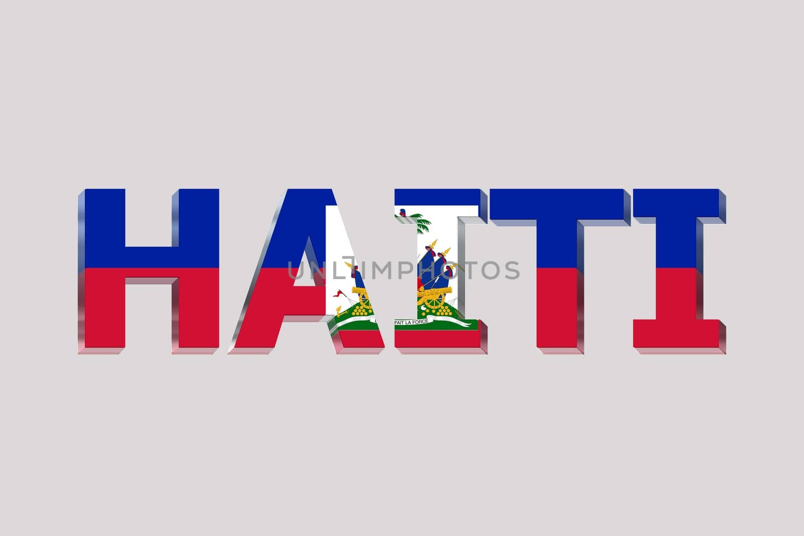 3D Flag of Haiti on a text background.