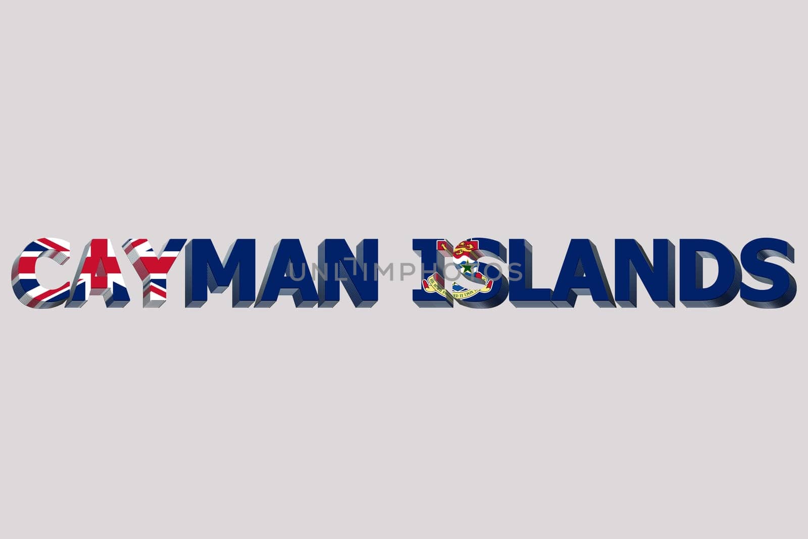 3D Flag of Cayman Islands on a text background.
