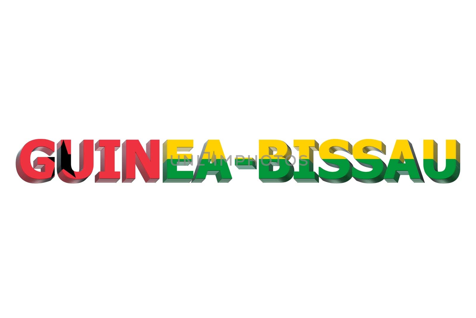 3D Flag of Guinea-Bissau on a text background.