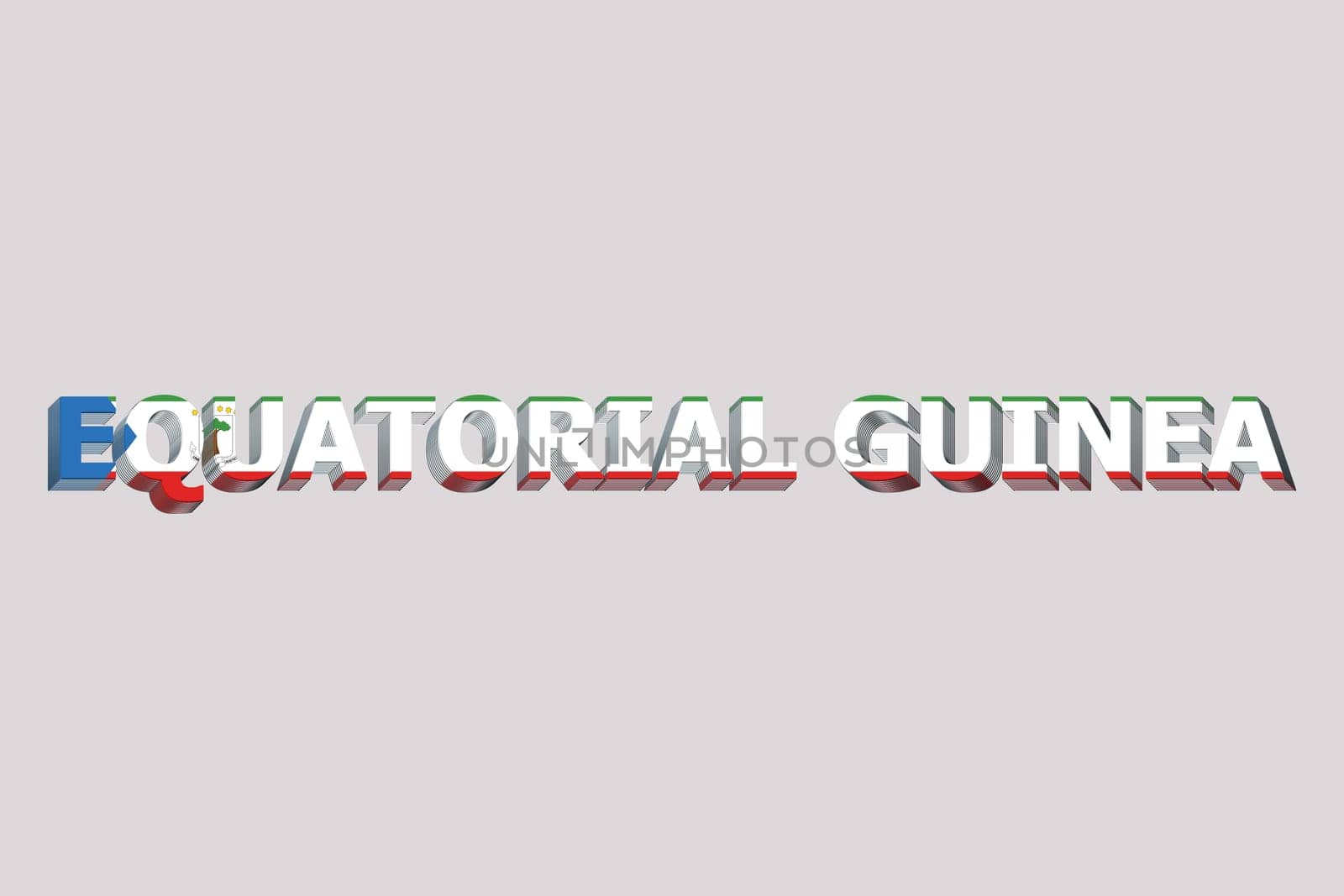 3D Flag of Equatorial Guinea on a text background.