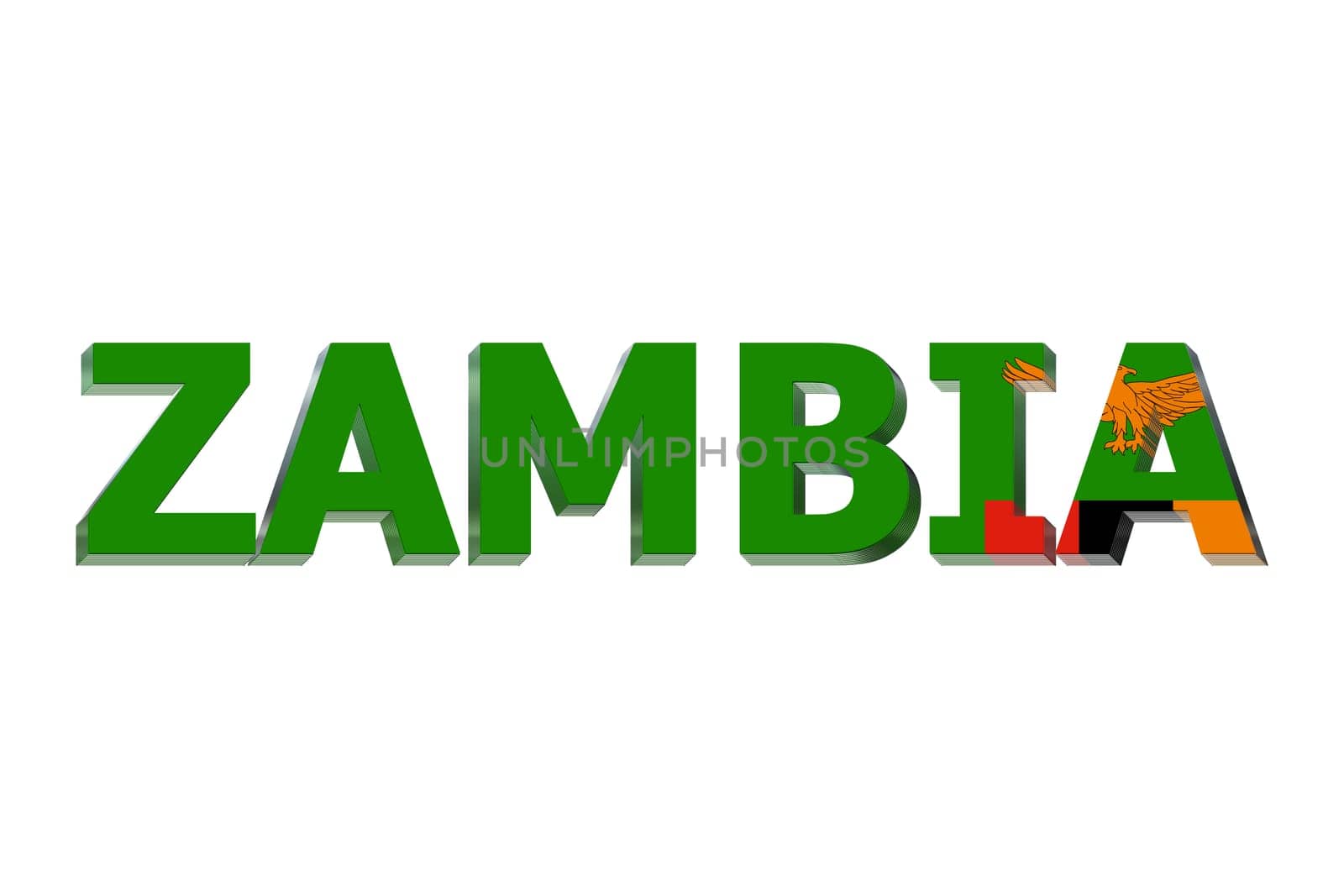 3D Flag of Zambia on a text background.