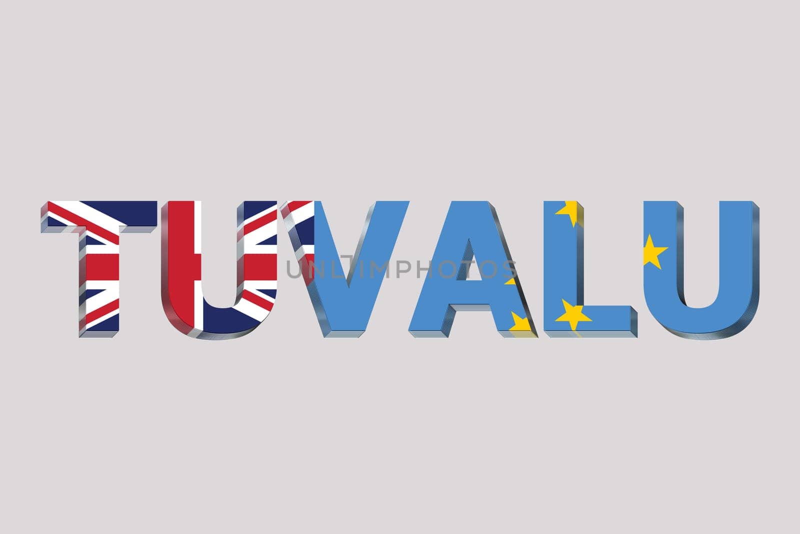 3D Flag of Tuvalu on a text background.
