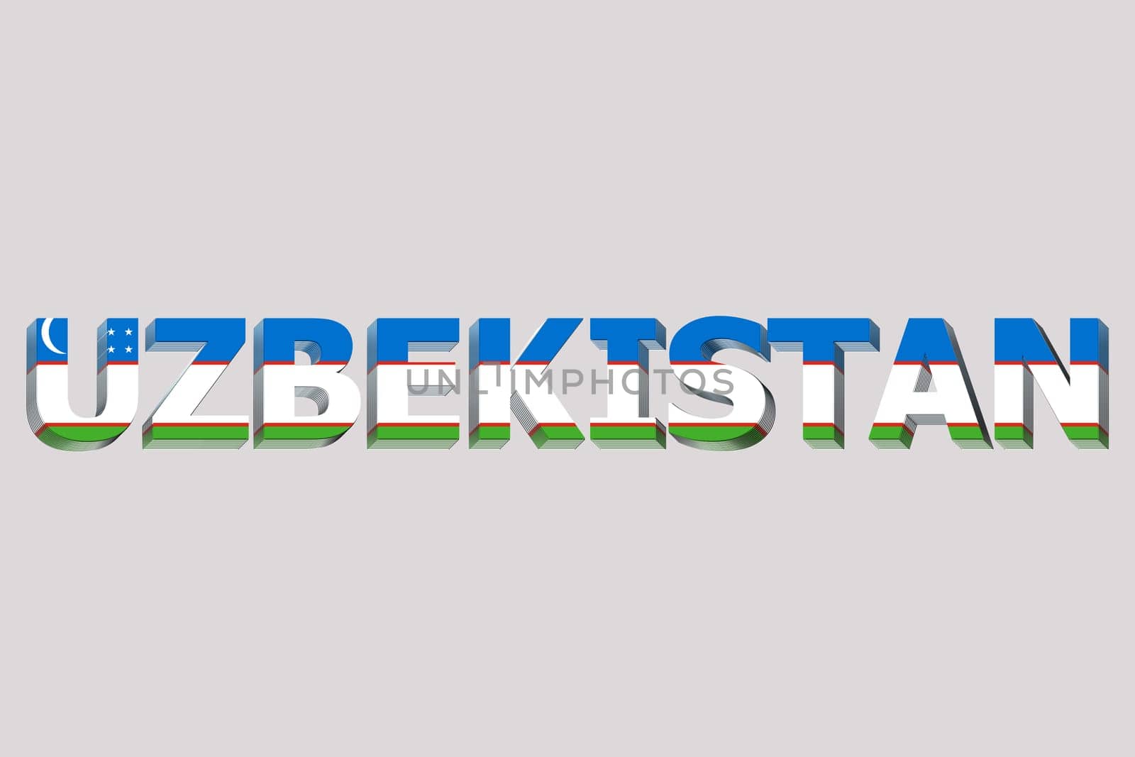 3D Flag of Uzbekistan on a text background.