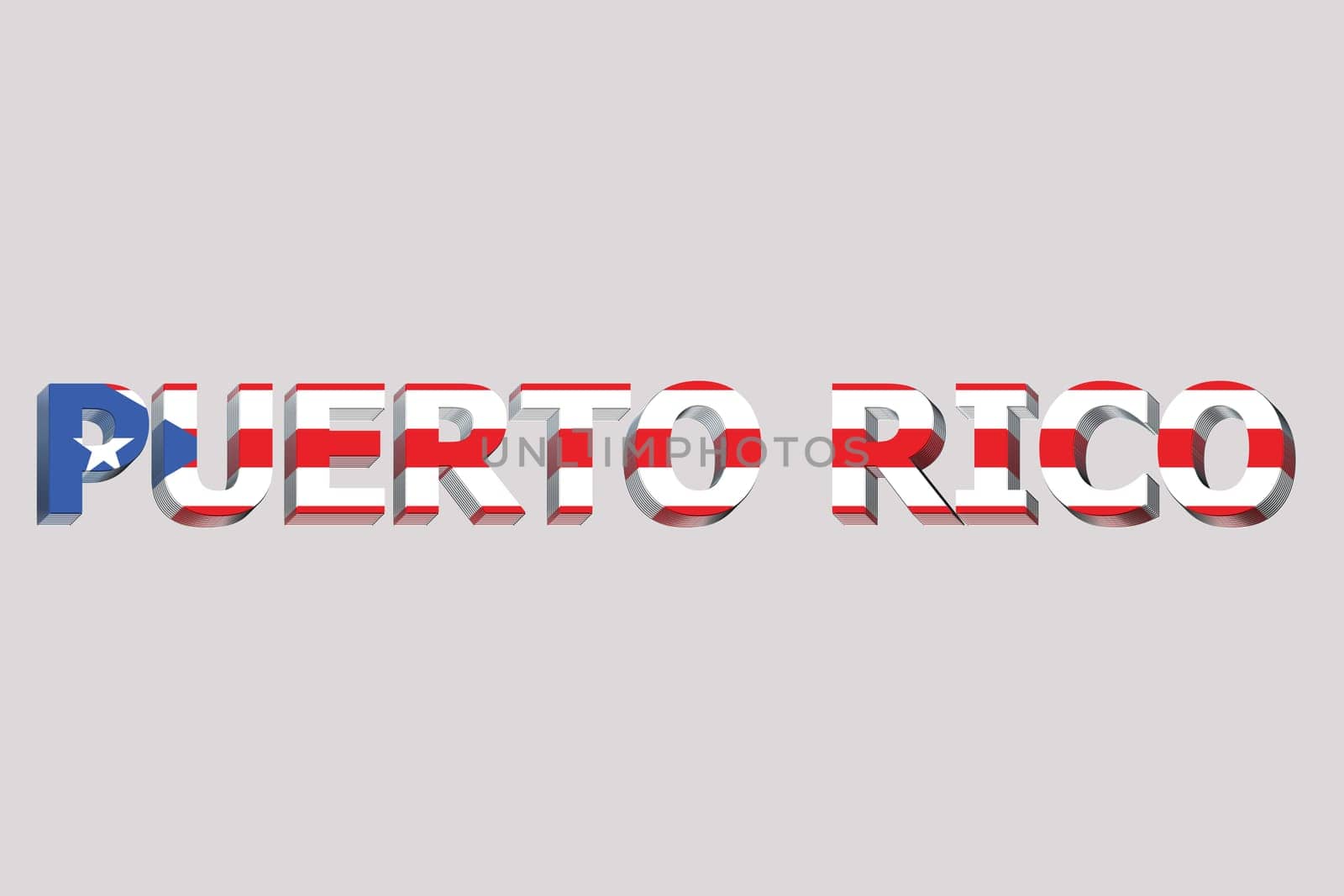 3D Flag of Puerto Rico on a text background.