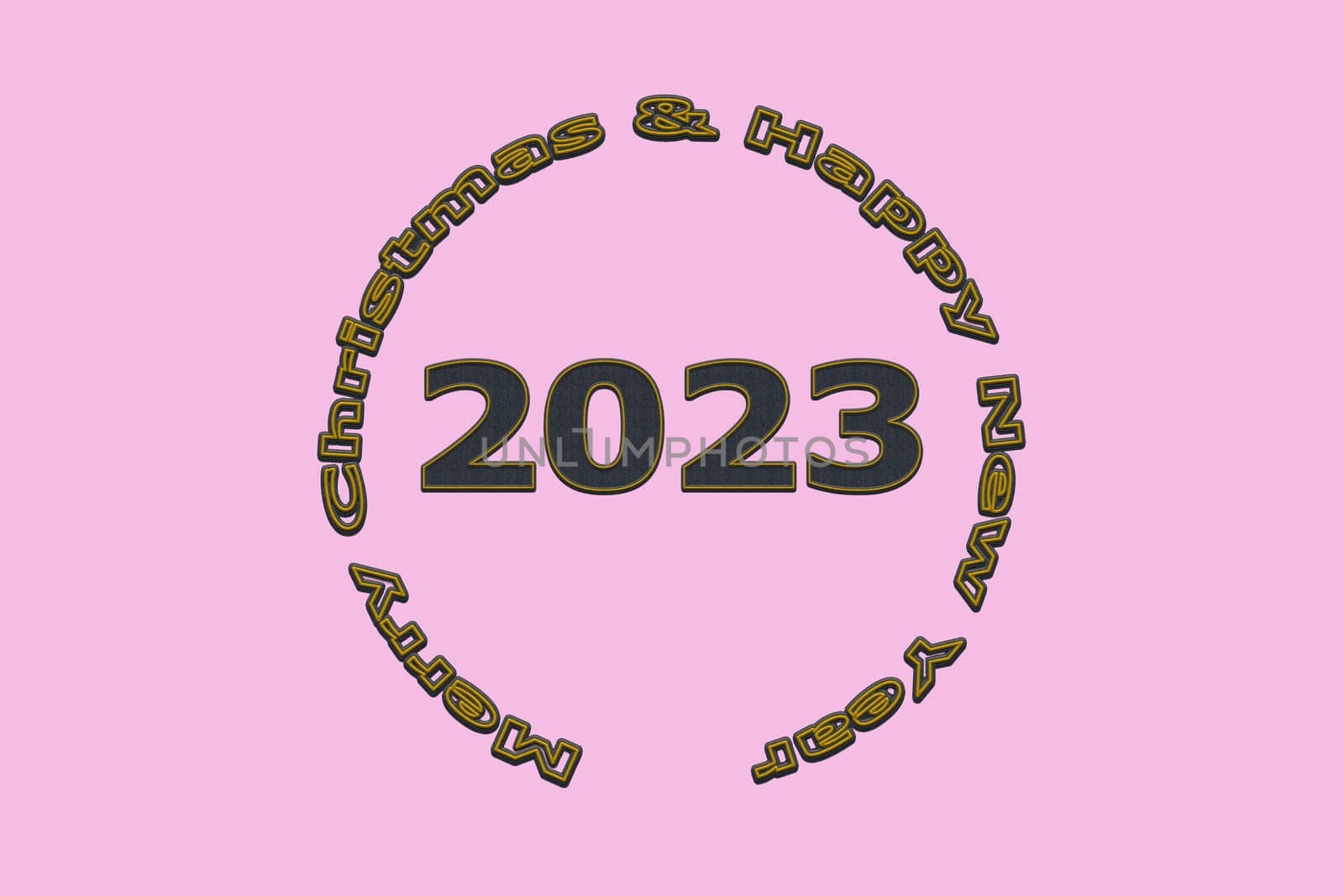 3D illustration New Year concept 2023 design with text jean design on a pirouette color background.