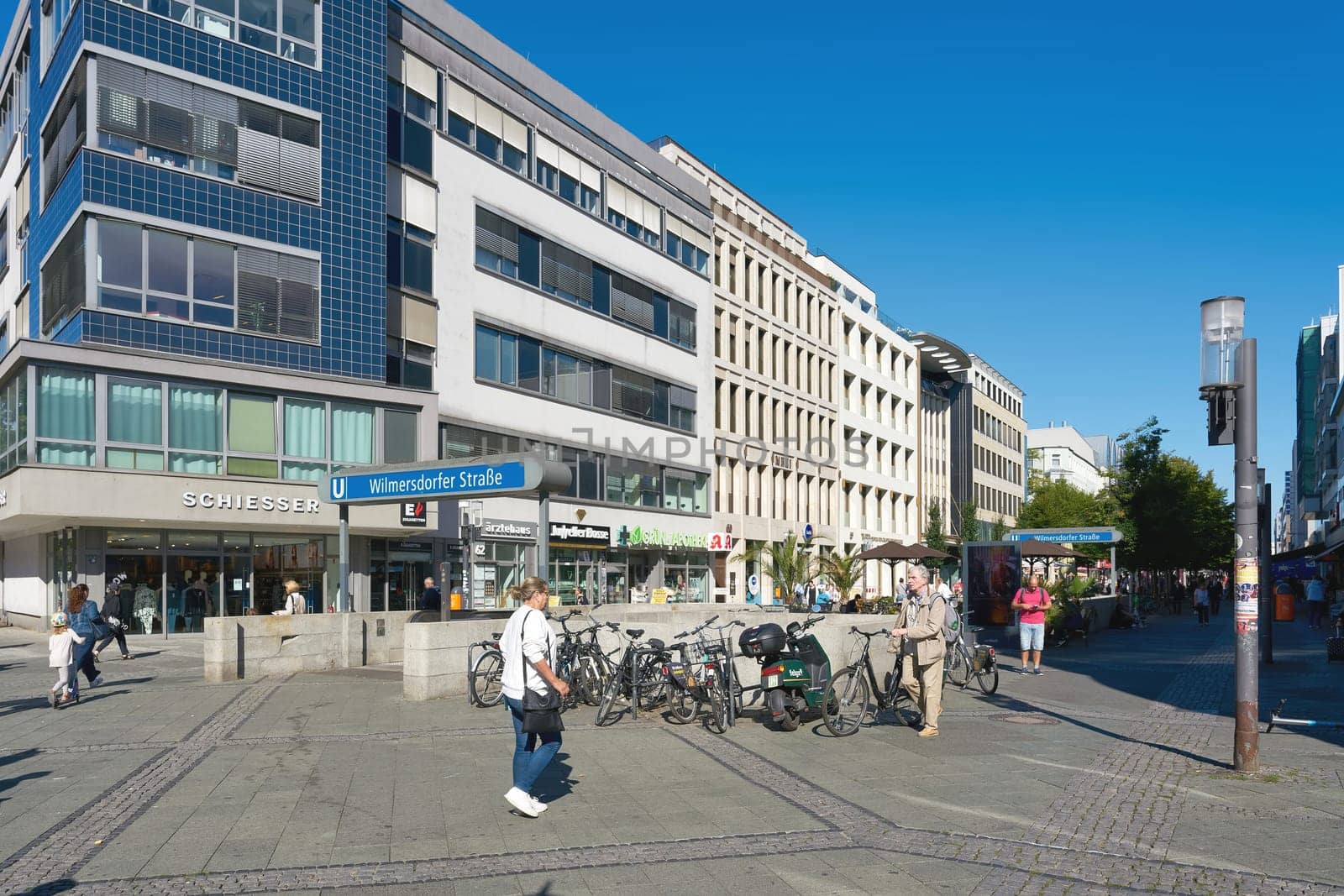Street scene in Berlin's oldest pedestrian zone, Wilmersdorfer Strasse, one of the city's most popular shopping streets in Berlin