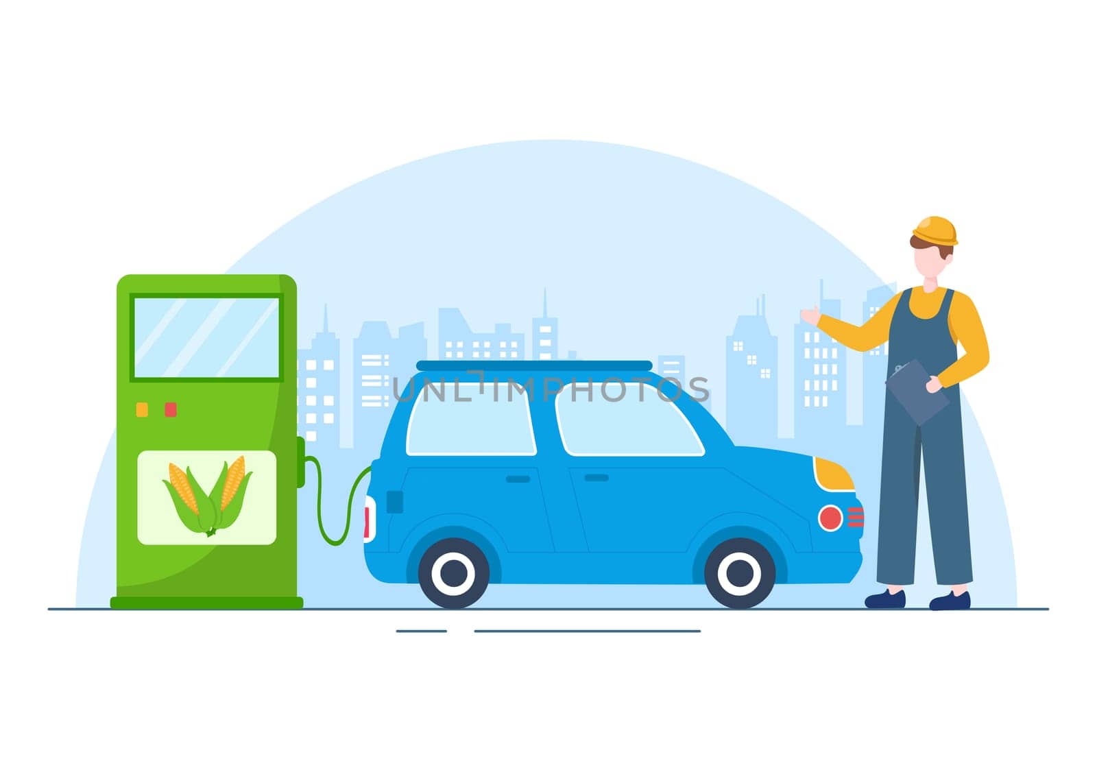 Biofuel Life Cycle of Natural Materials and Plants with Green Barrels or Biogas Production Energy in Flat Cartoon Hand Drawn Templates Illustration