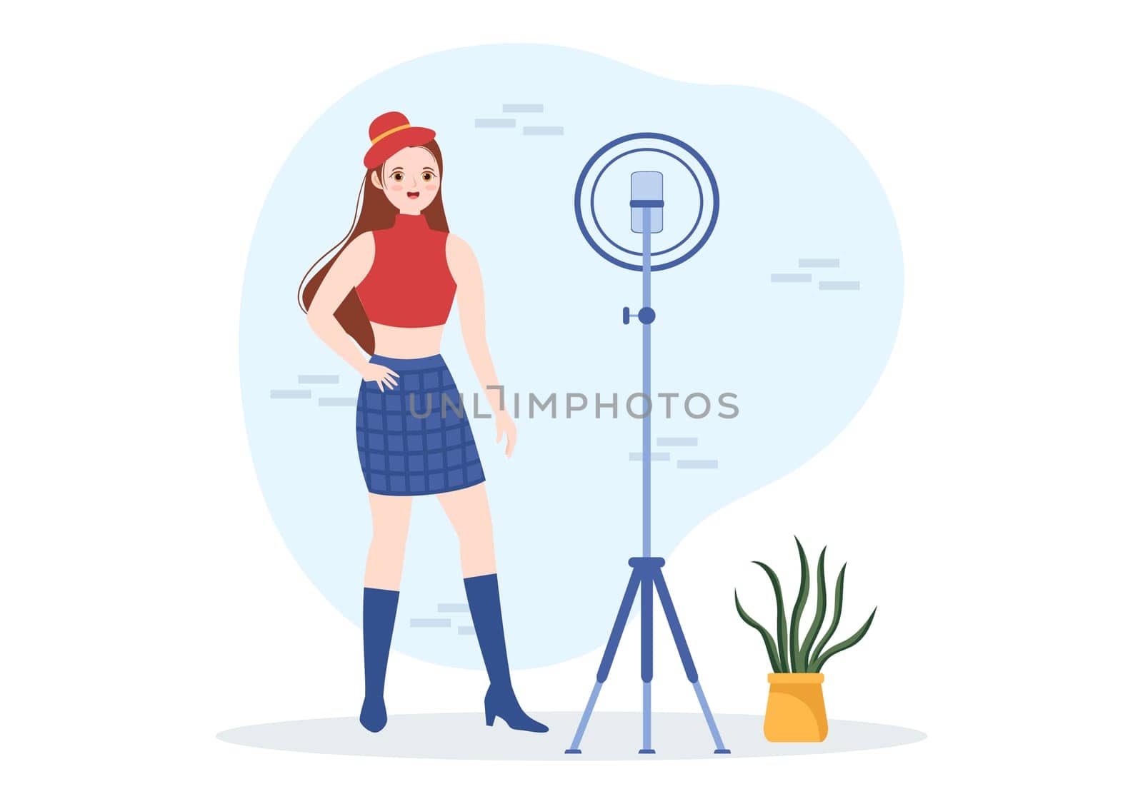 Celebrity Influencer with Posts on Internet for Advertising Marketing, Daily Life or Endorse in Flat Cartoon Hand Drawn Templates Illustration