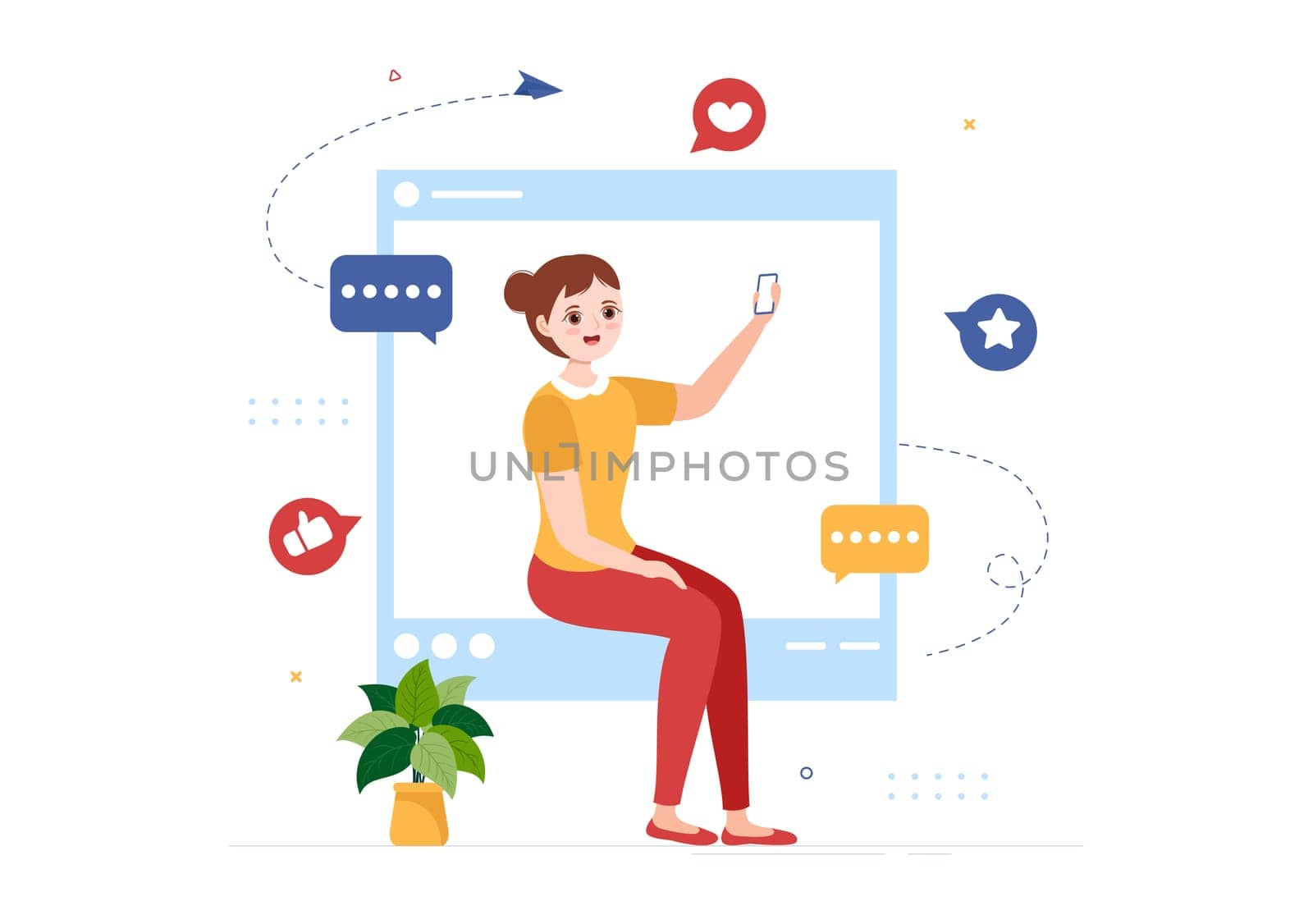 Celebrity Influencer with Posts on Internet for Advertising Marketing, Daily Life or Endorse in Flat Cartoon Hand Drawn Templates Illustration