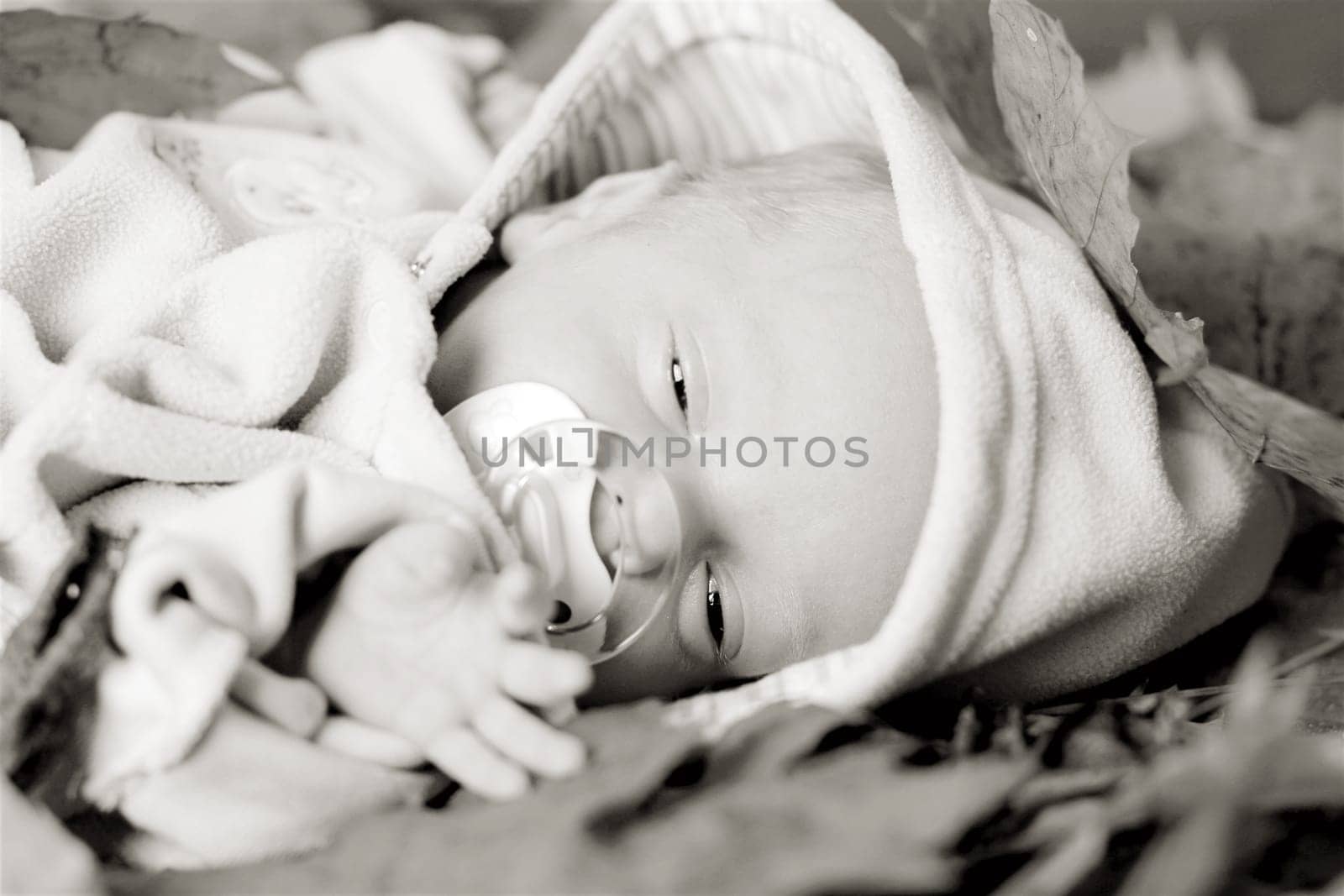 Cute monchrome portrait of small boy