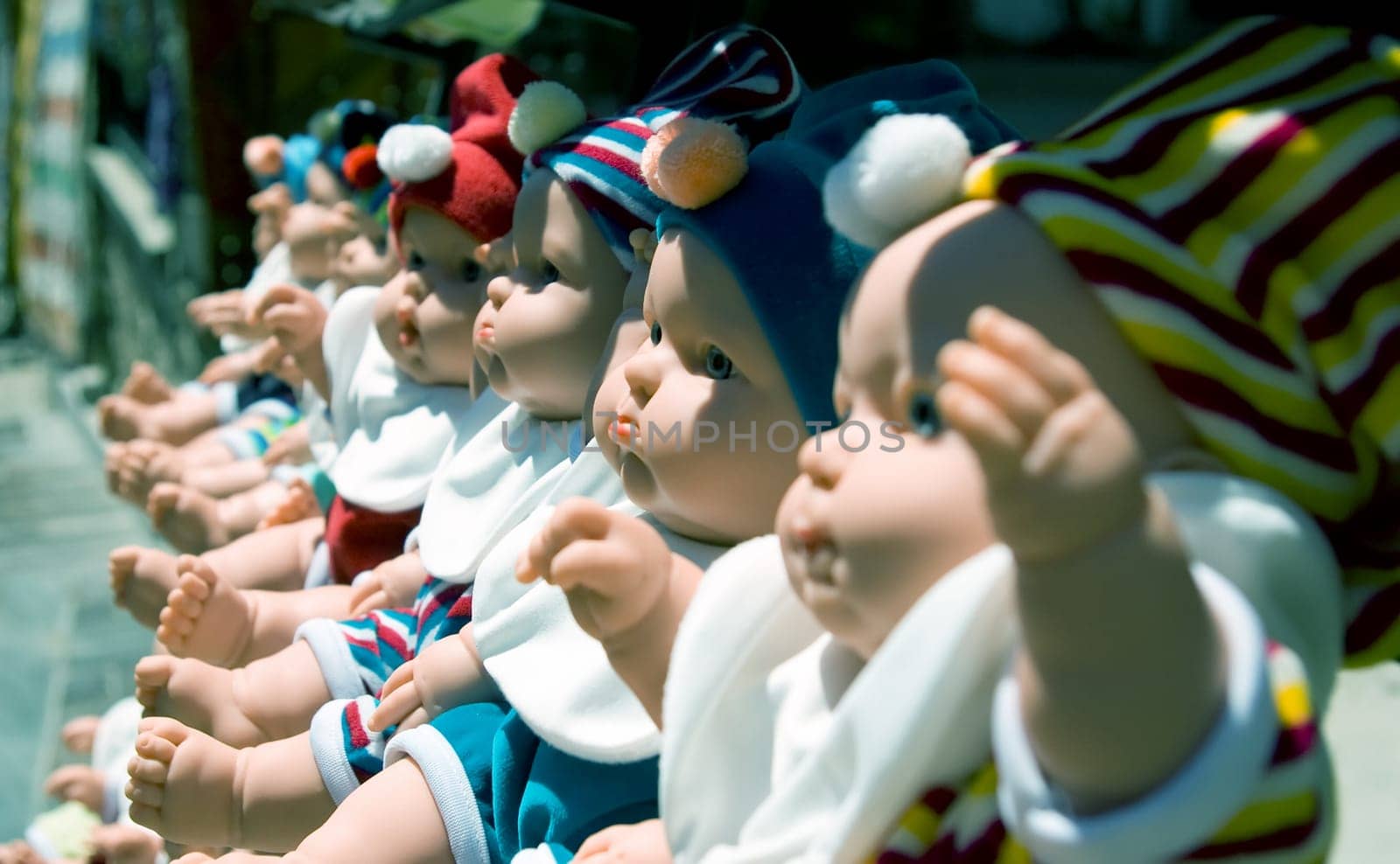 several puppets in a row