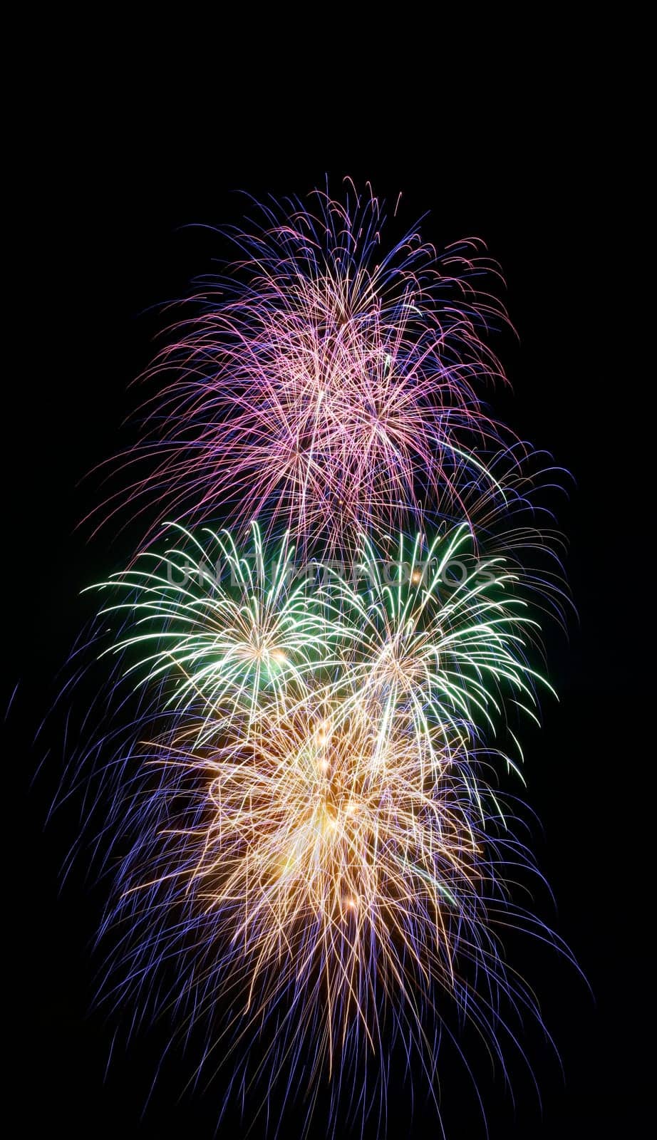 Amazing display of fireworks with copy space above