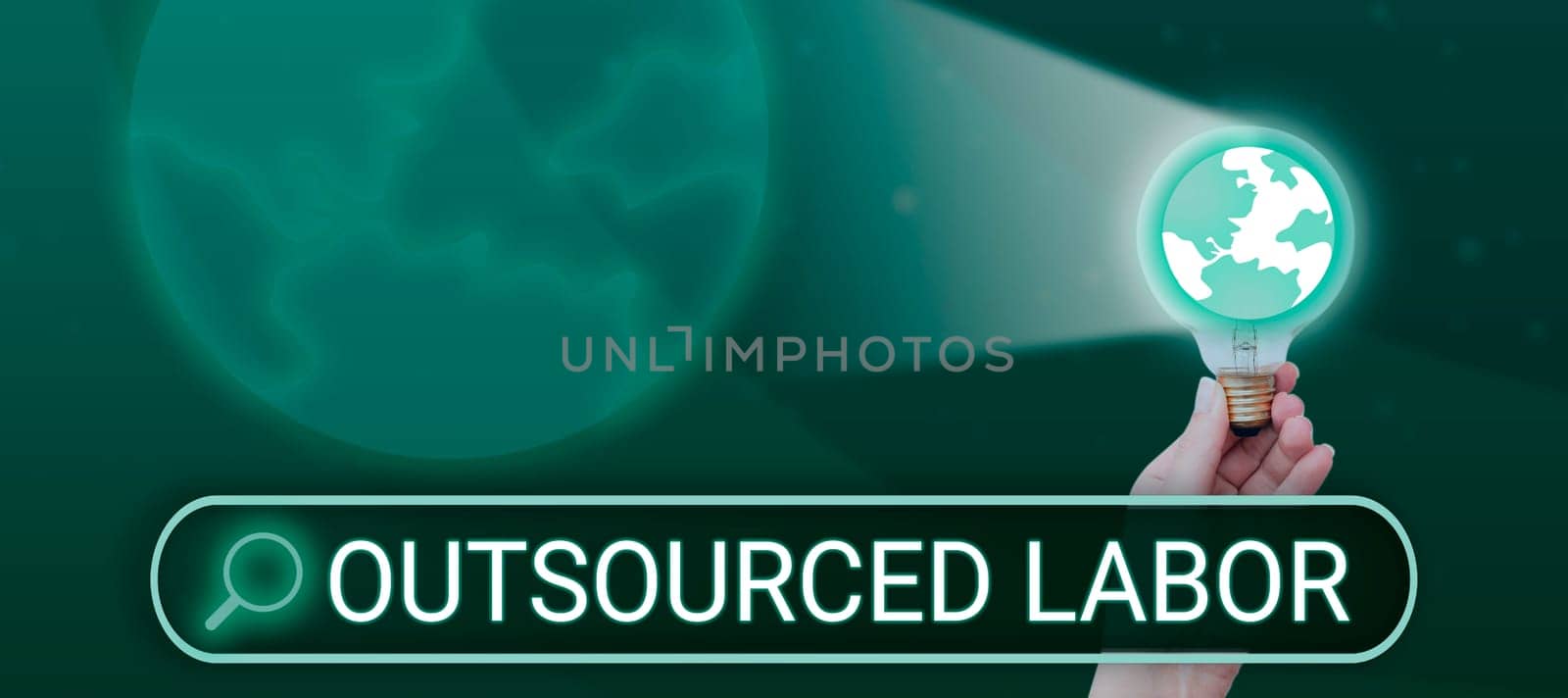 Inspiration showing sign Outsourced Labor, Business overview storage or communication of information in electronic form