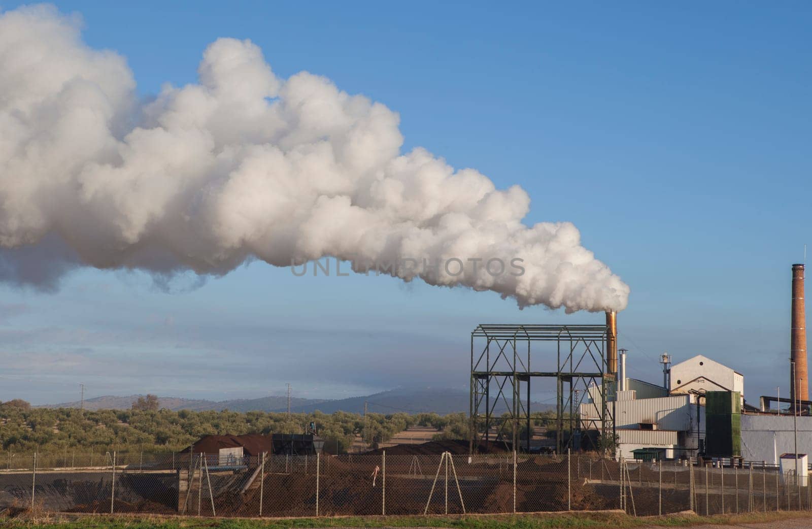 Gas emissions from olive oil factory