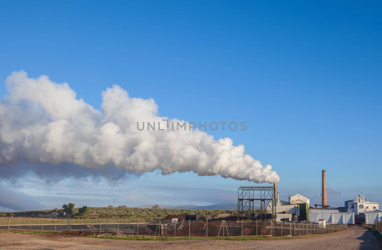 Gas emissions from olive oil factory