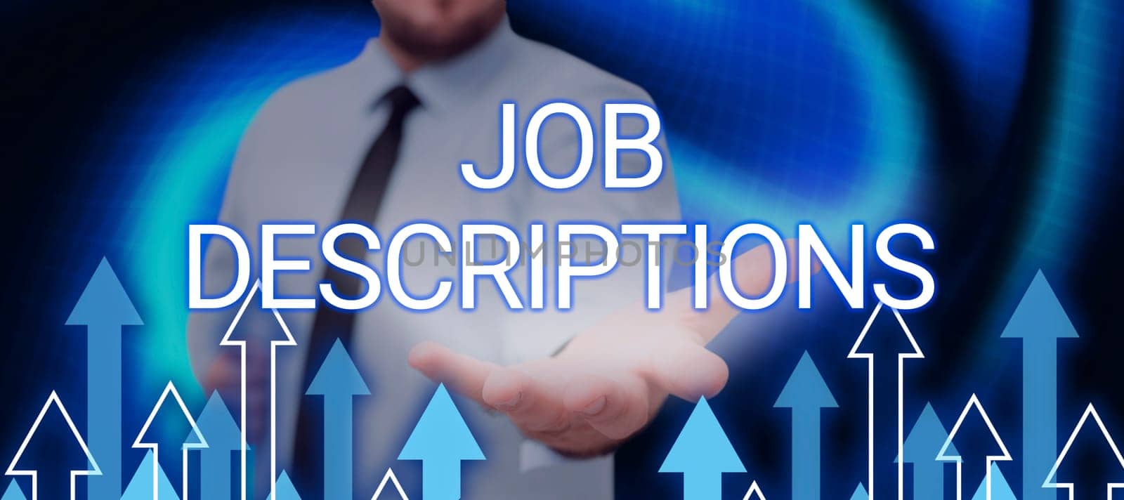 Hand writing sign Job Descriptions, Business concept difficulties in communication Speaking different language